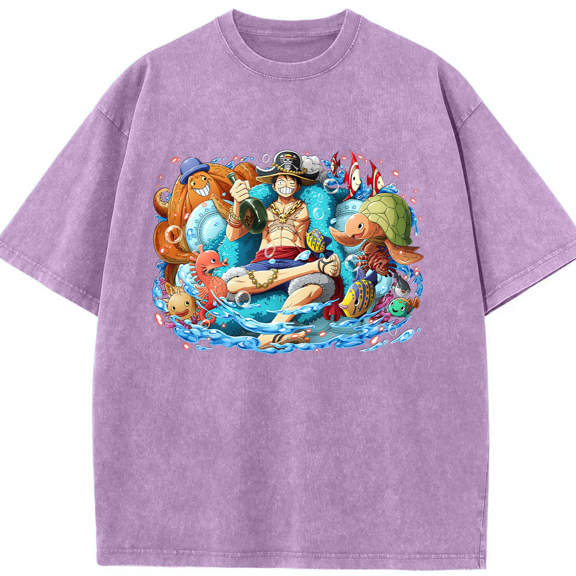 ワンピース モンキー・D・ルフィ ONE PIECE Monkey D. Luffy 綿100% ヴィンテージ風 半袖Tシャツ（フロントプリント）