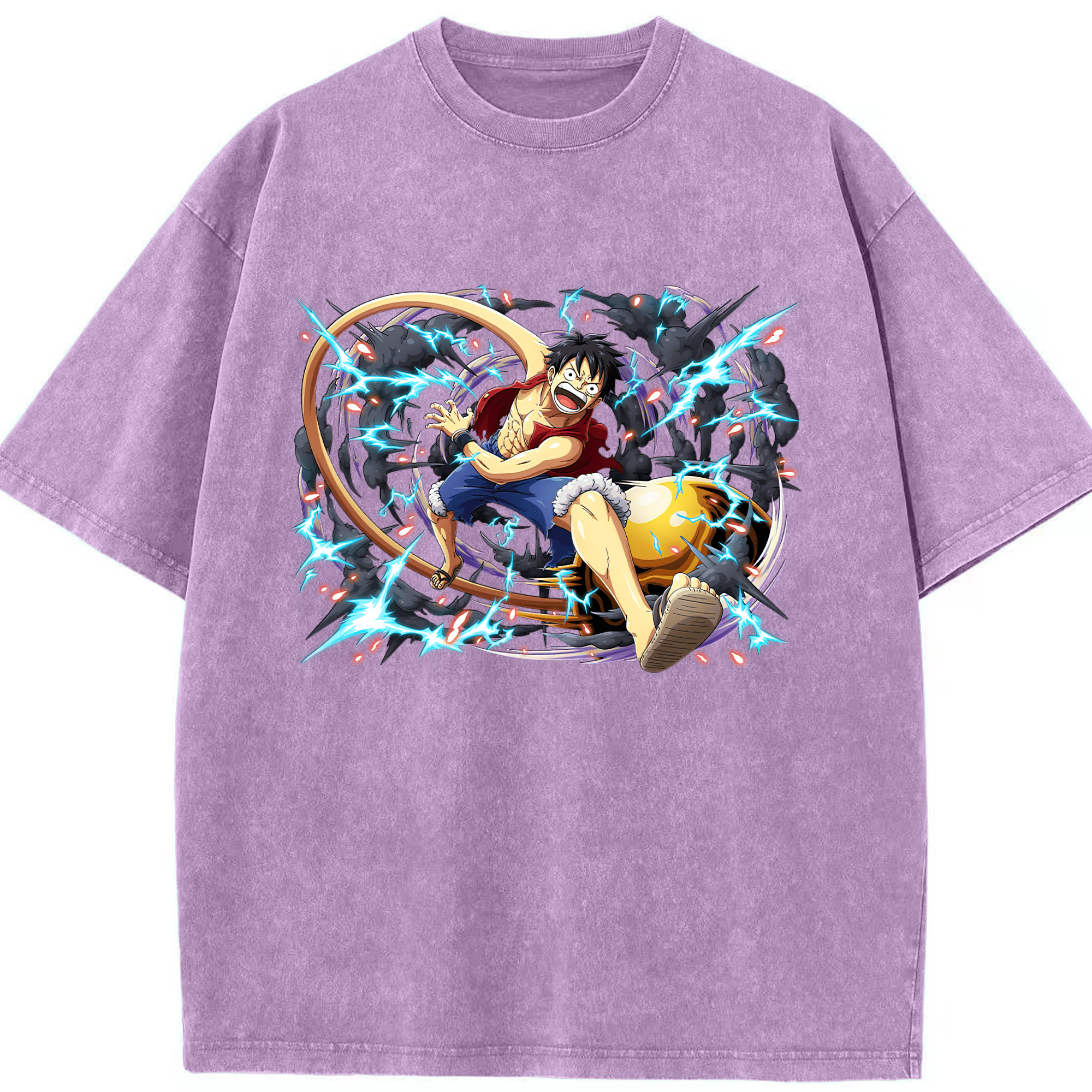 ワンピース モンキー・D・ルフィ ONE PIECE Monkey D. Luffy 綿100% ヴィンテージ風 半袖Tシャツ（フロントプリント）