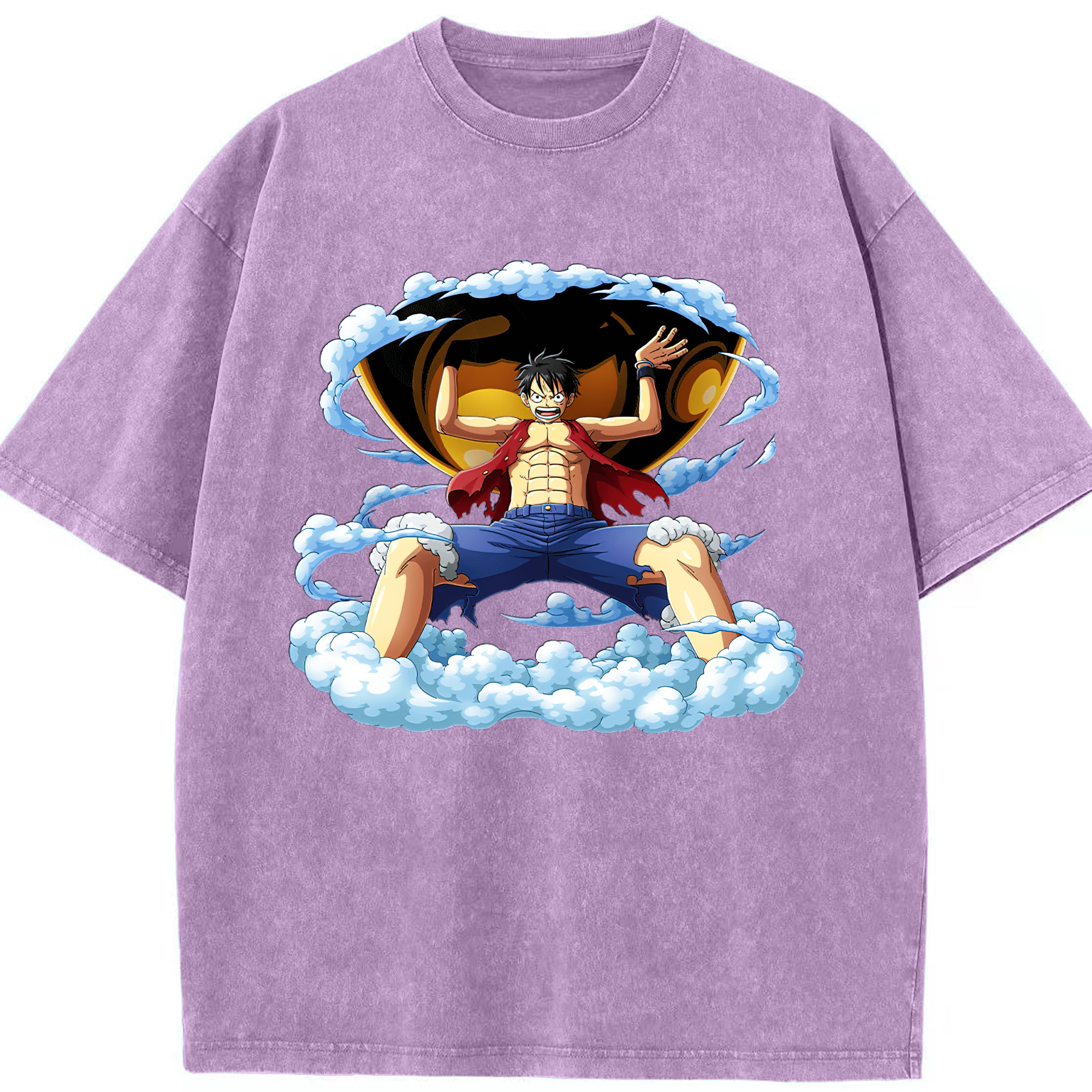 ワンピース モンキー・D・ルフィ ONE PIECE Monkey D. Luffy 綿100% ヴィンテージ風 半袖Tシャツ（フロントプリント）