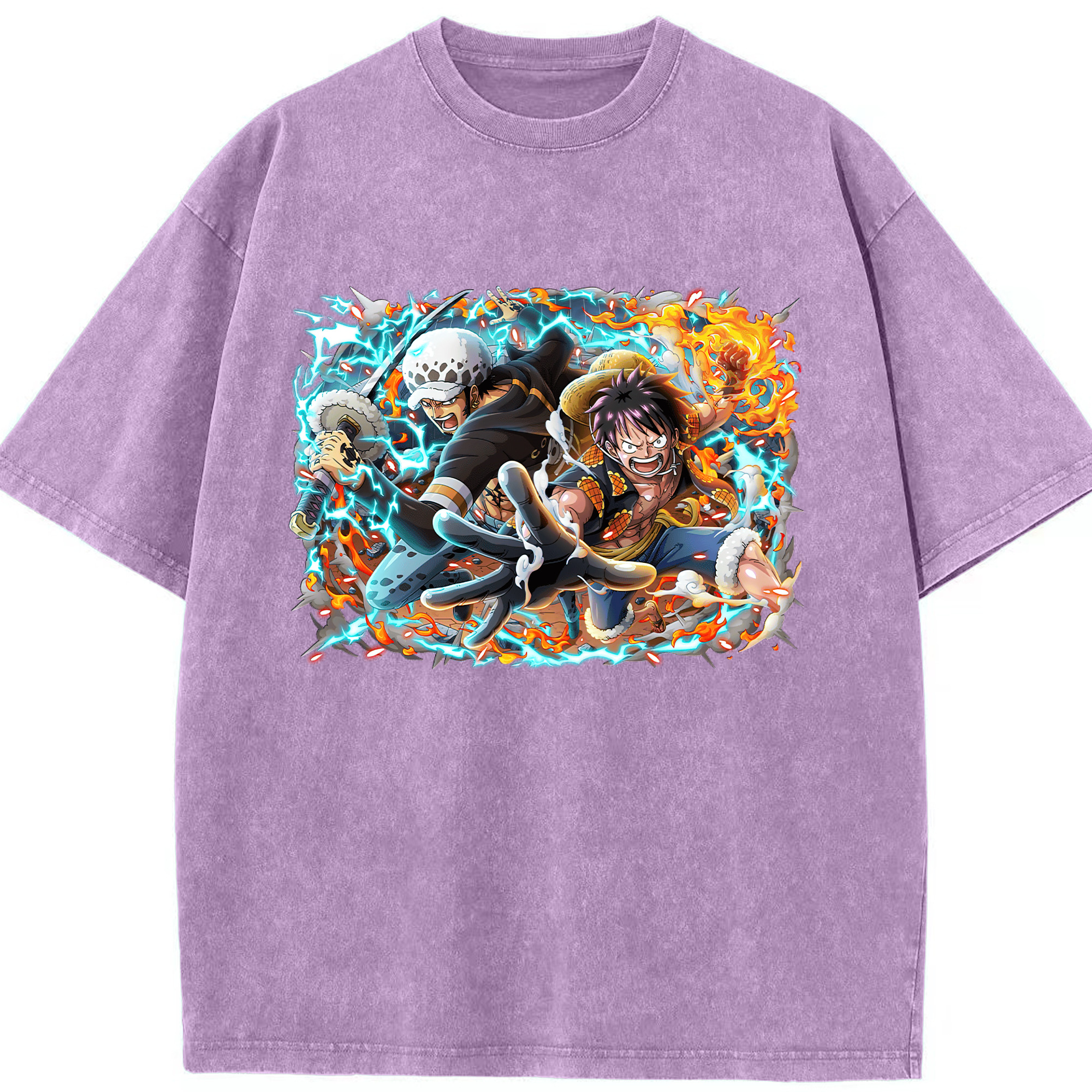 ワンピース モンキー・D・ルフィ ONE PIECE Monkey D. Luffy 綿100% ヴィンテージ風 半袖Tシャツ（フロントプリント）