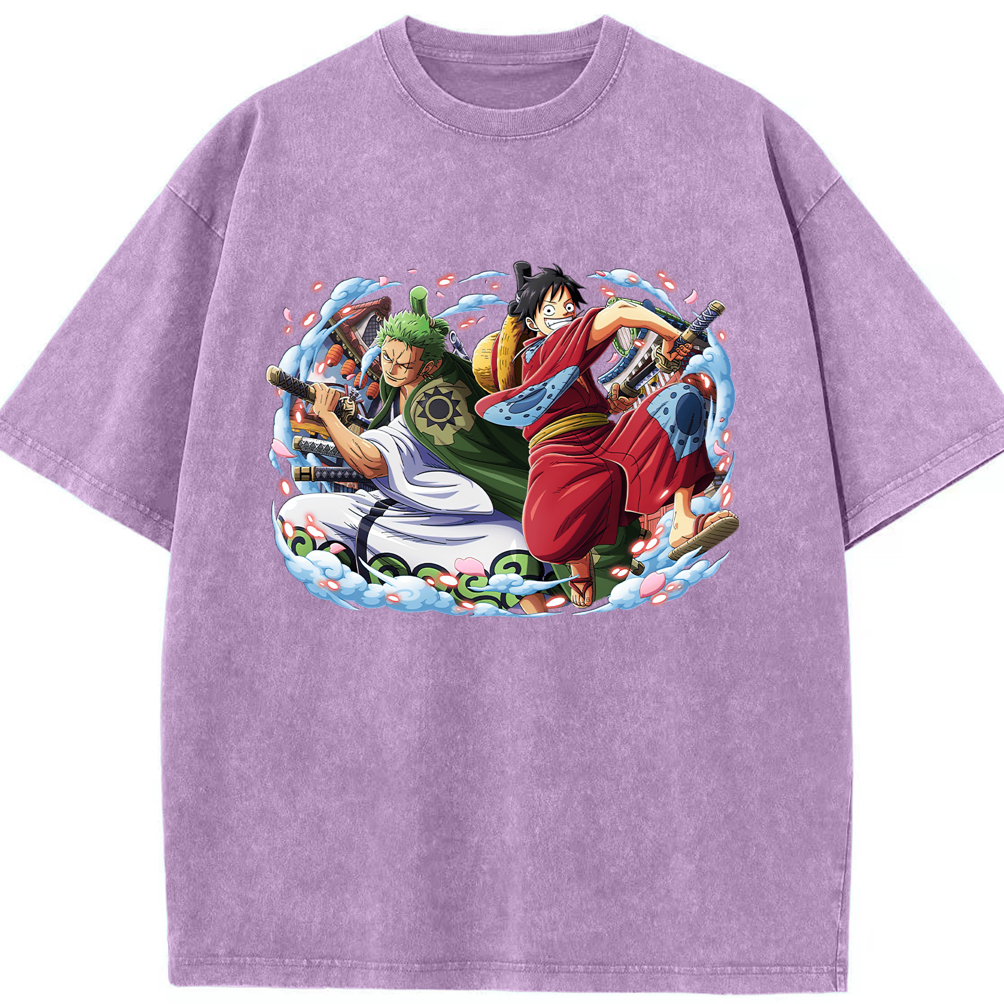 ワンピース モンキー・D・ルフィ ONE PIECE Monkey D. Luffy 綿100% ヴィンテージ風 半袖Tシャツ（フロントプリント）