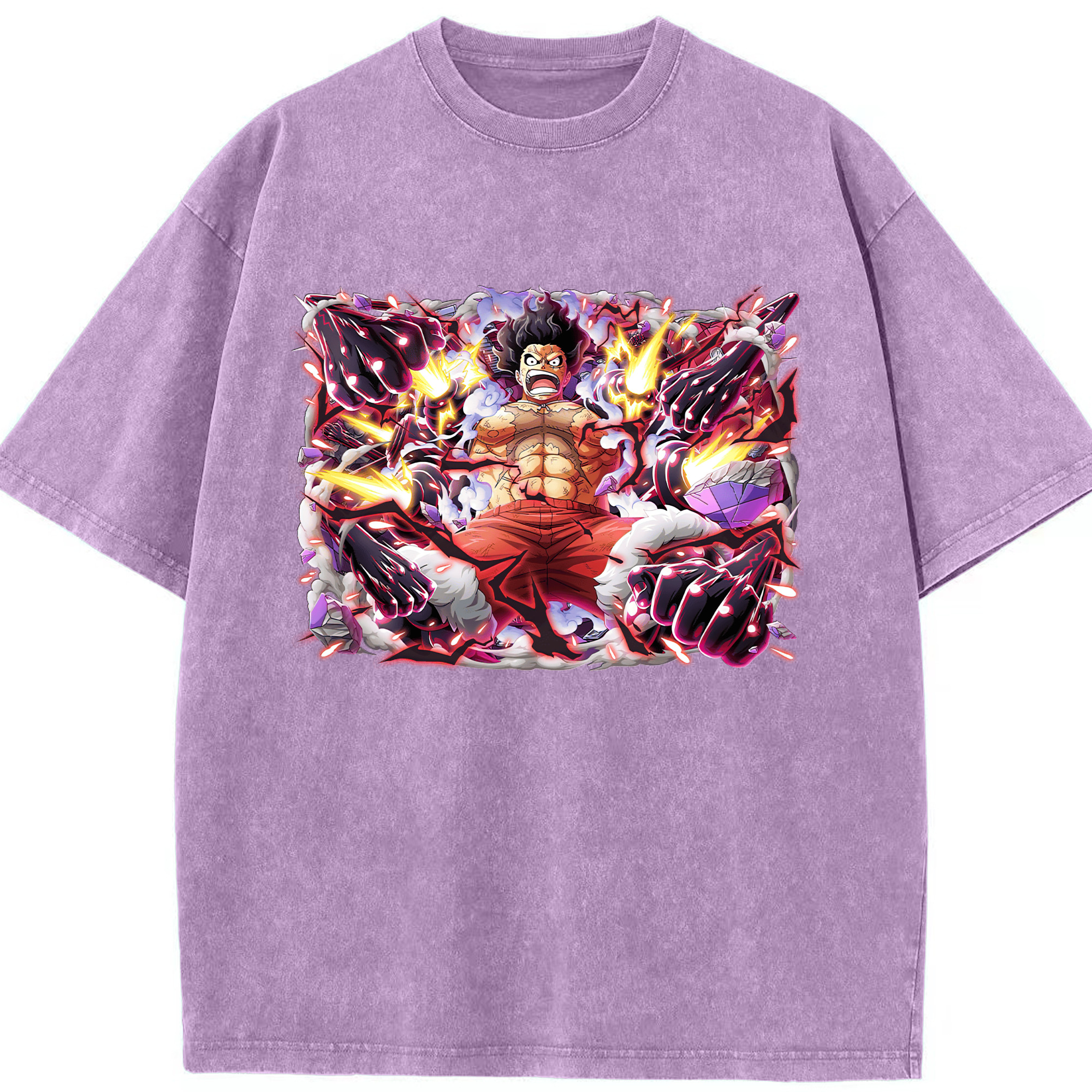 ワンピース モンキー・D・ルフィ ONE PIECE Monkey D. Luffy 綿100% ヴィンテージ風 半袖Tシャツ（フロントプリント）