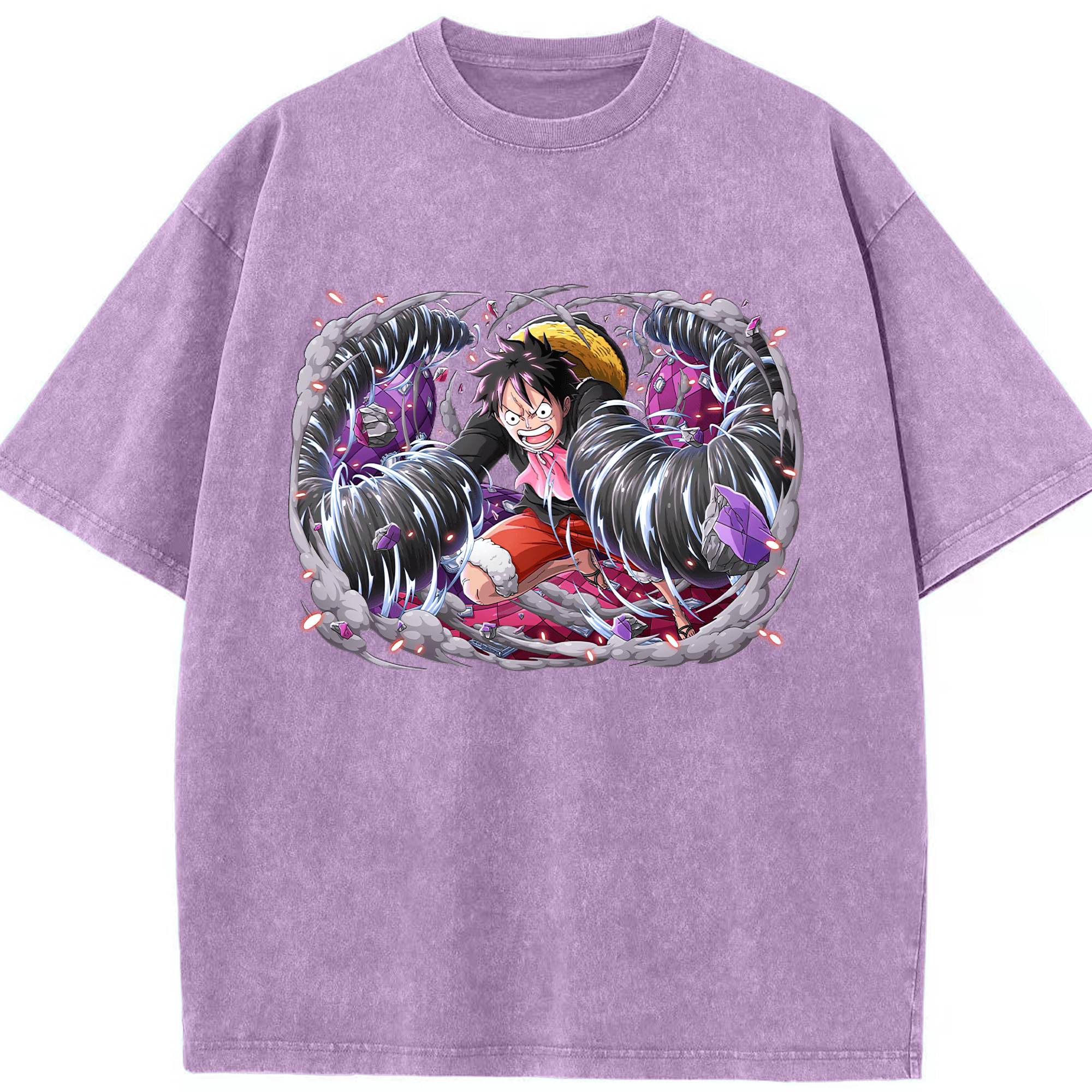 ワンピース モンキー・D・ルフィ ONE PIECE Monkey D. Luffy 綿100% ヴィンテージ風 半袖Tシャツ（フロントプリント）