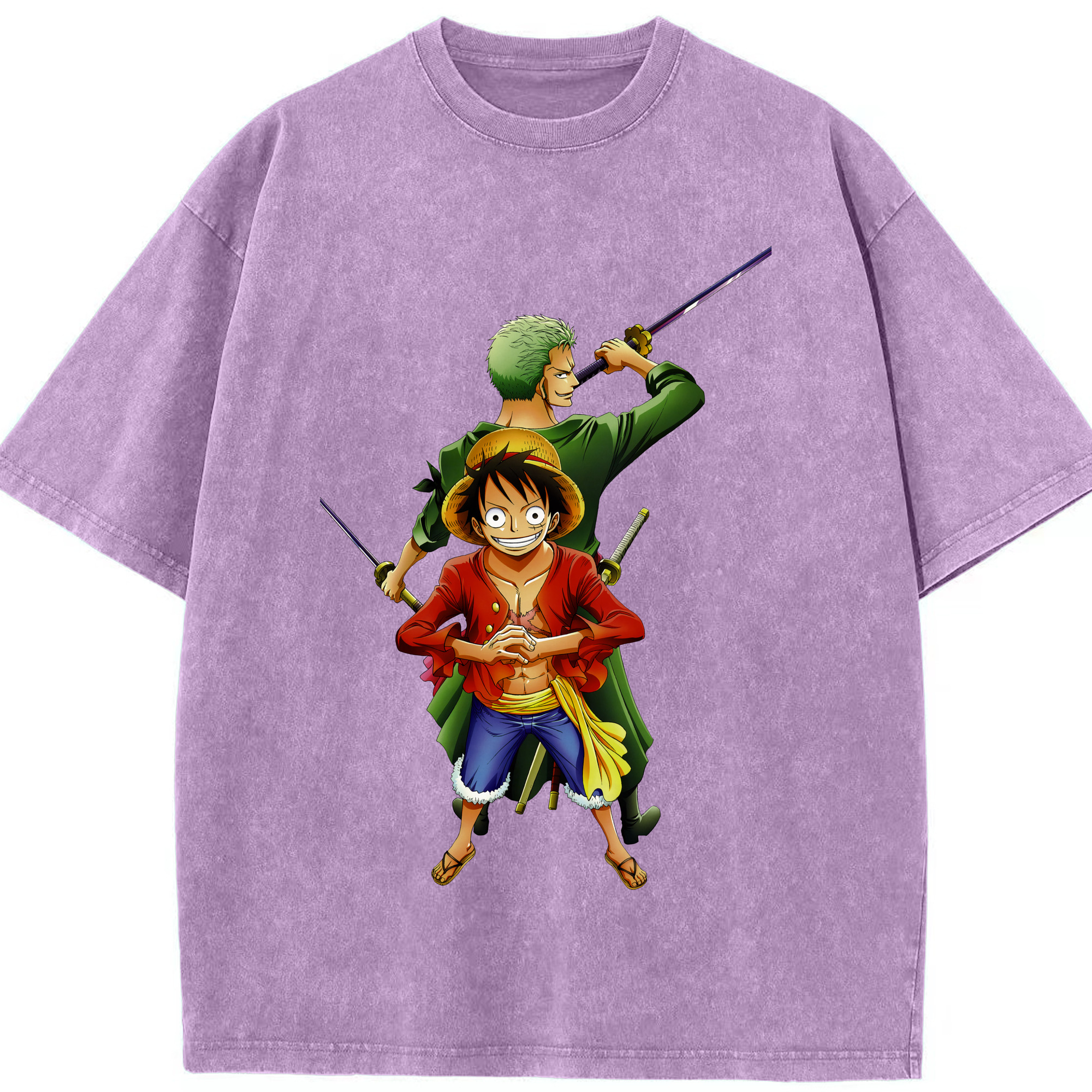 ワンピース モンキー・D・ルフィ ONE PIECE Monkey D. Luffy 綿100% ヴィンテージ風 半袖Tシャツ（フロントプリント）