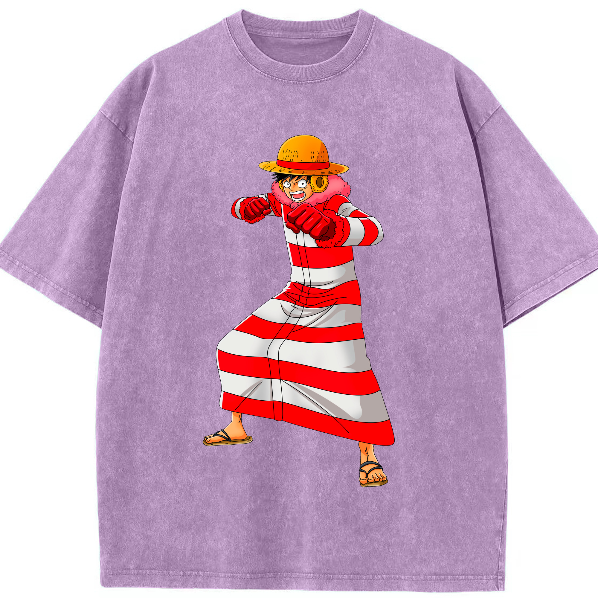 ワンピース モンキー・D・ルフィ ONE PIECE Monkey D. Luffy 綿100% ヴィンテージ風 半袖Tシャツ（フロントプリント）