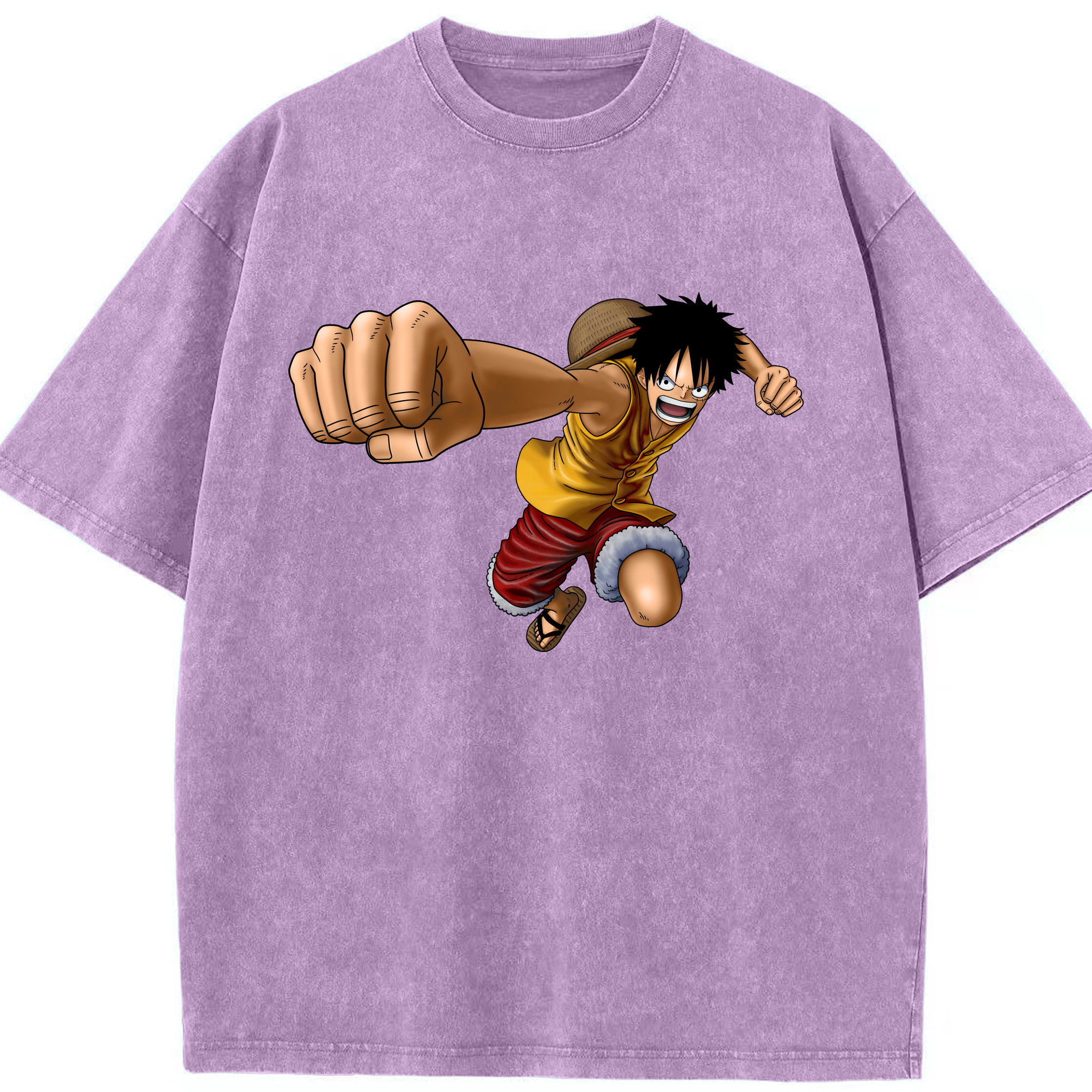 ワンピース モンキー・D・ルフィ ONE PIECE Monkey D. Luffy 綿100% ヴィンテージ風 半袖Tシャツ（フロントプリント）