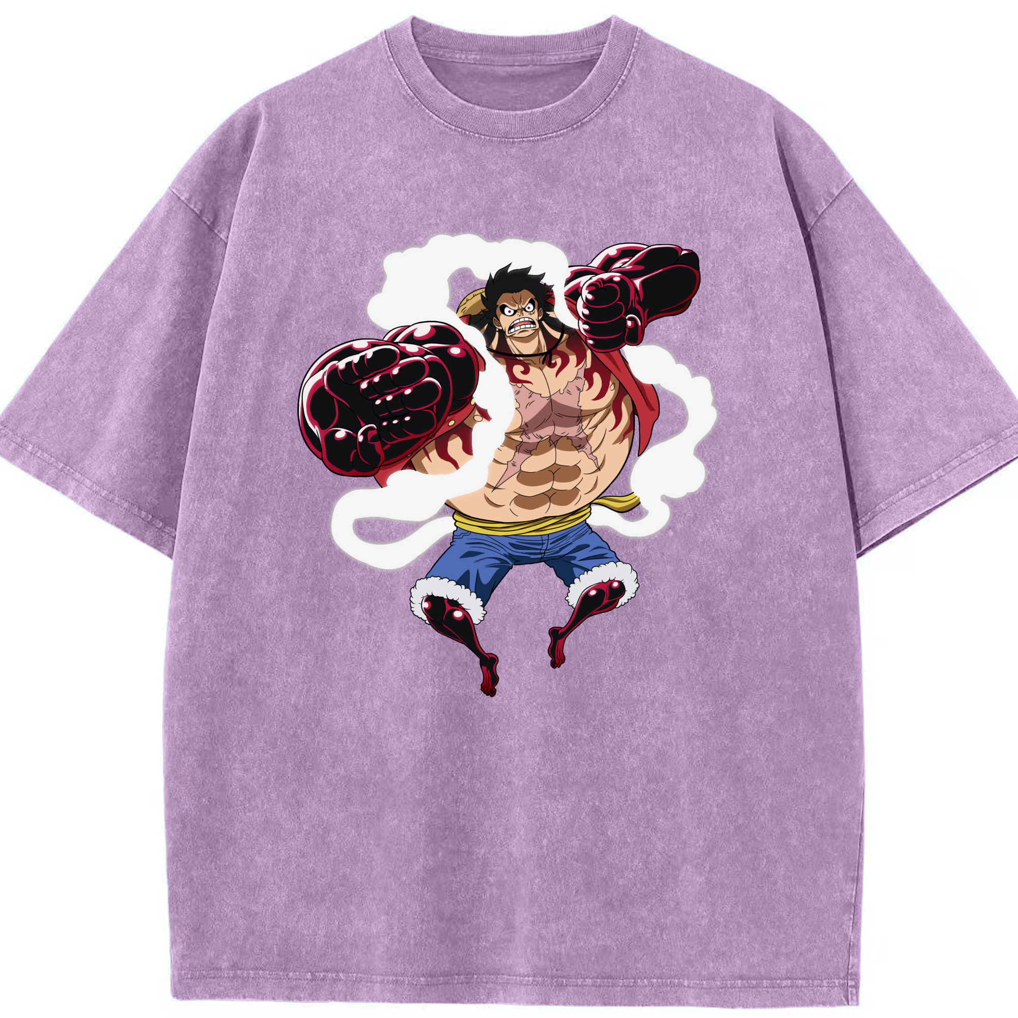ワンピース モンキー・D・ルフィ ONE PIECE Monkey D. Luffy 綿100% ヴィンテージ風 半袖Tシャツ（フロントプリント）