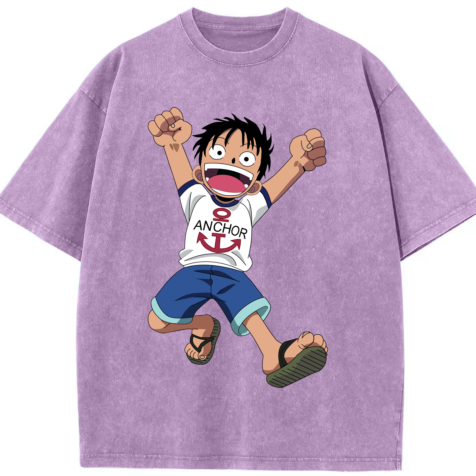 ワンピース モンキー・D・ルフィ ONE PIECE Monkey D. Luffy 綿100% ヴィンテージ風 半袖Tシャツ（フロントプリント）