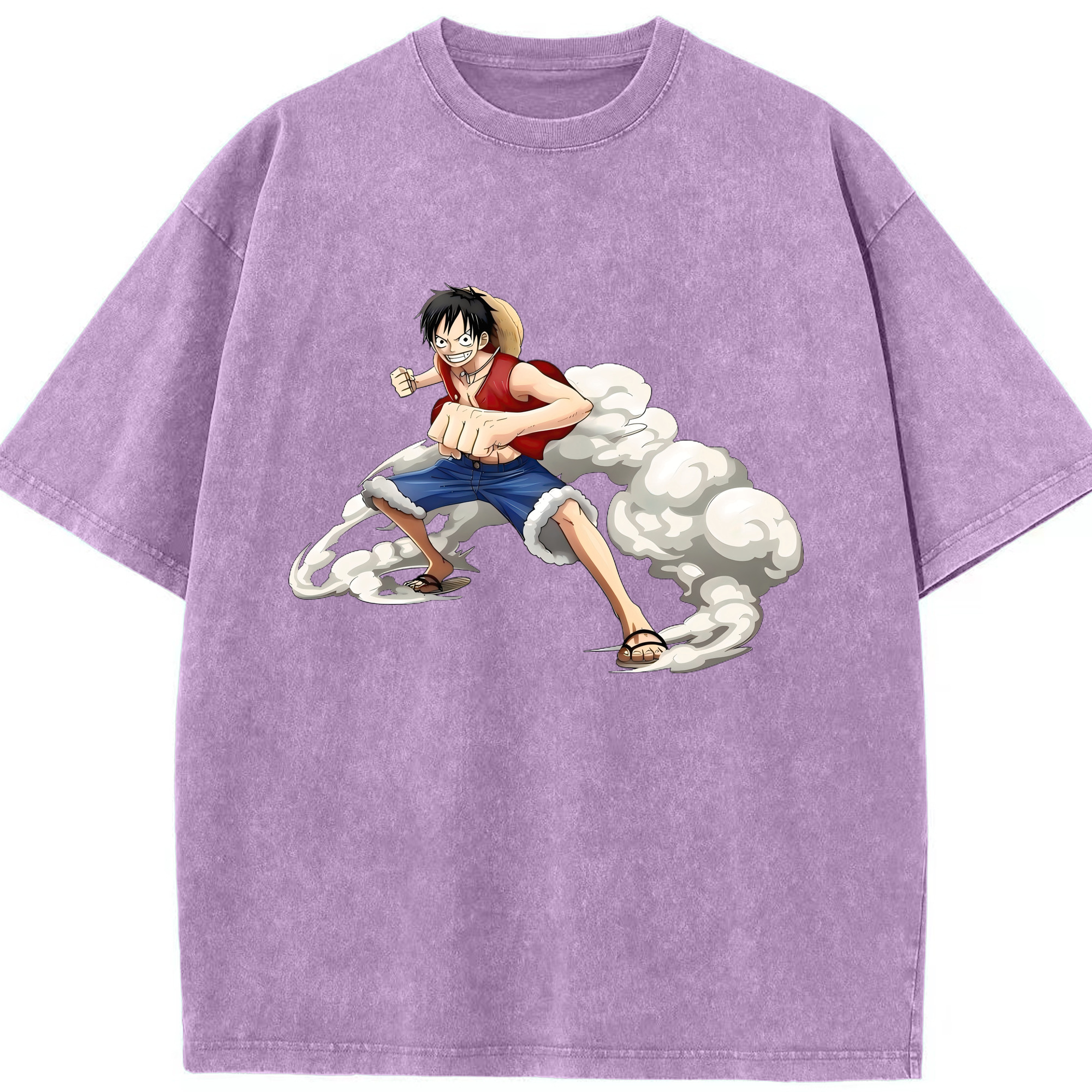 （画像用） ワンピース モンキー・D・ルフィ ONE PIECE Monkey D. Luffy 綿100% ヴィンテージ風 半袖Tシャツ（フロントプリント）
