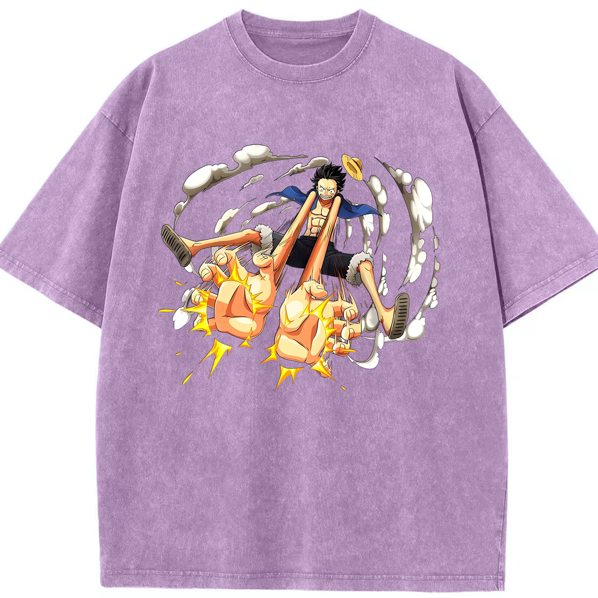 （画像用） ワンピース モンキー・D・ルフィ ONE PIECE Monkey D. Luffy 綿100% ヴィンテージ風 半袖Tシャツ（フロントプリント）