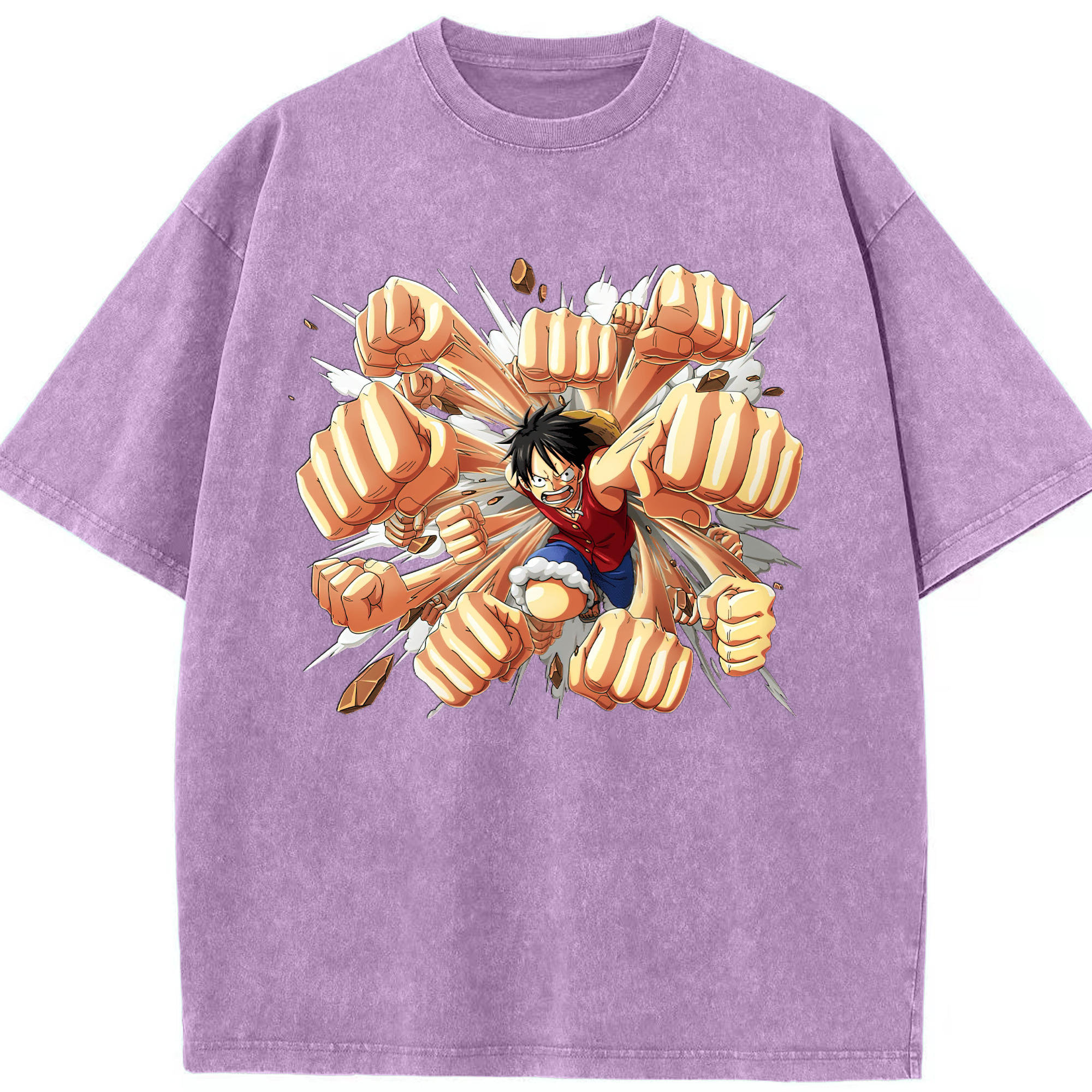 （画像用） ワンピース モンキー・D・ルフィ ONE PIECE Monkey D. Luffy 綿100% ヴィンテージ風 半袖Tシャツ（フロントプリント）