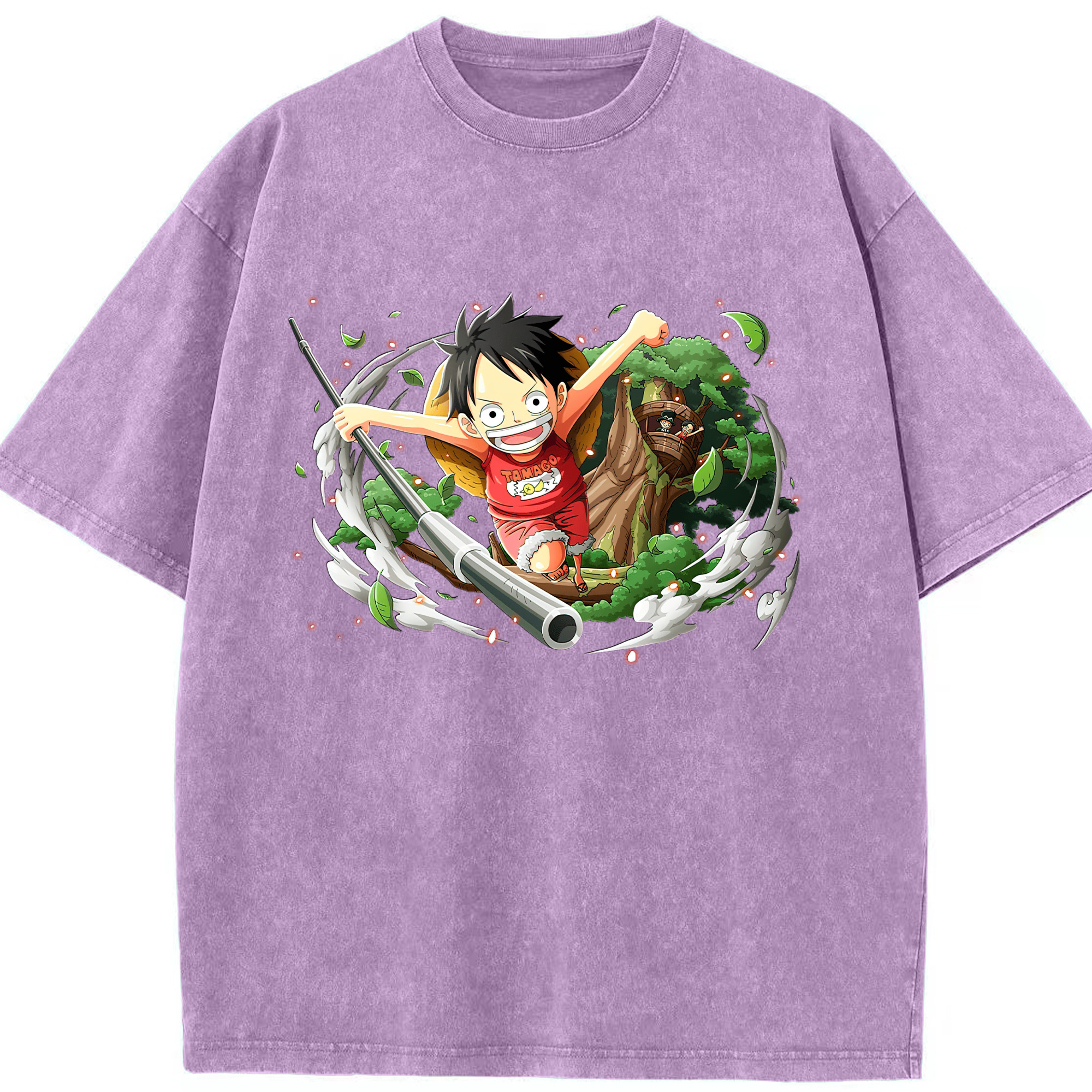ワンピース モンキー・D・ルフィ ONE PIECE Monkey D. Luffy 綿100% ヴィンテージ風 半袖Tシャツ（フロントプリント）