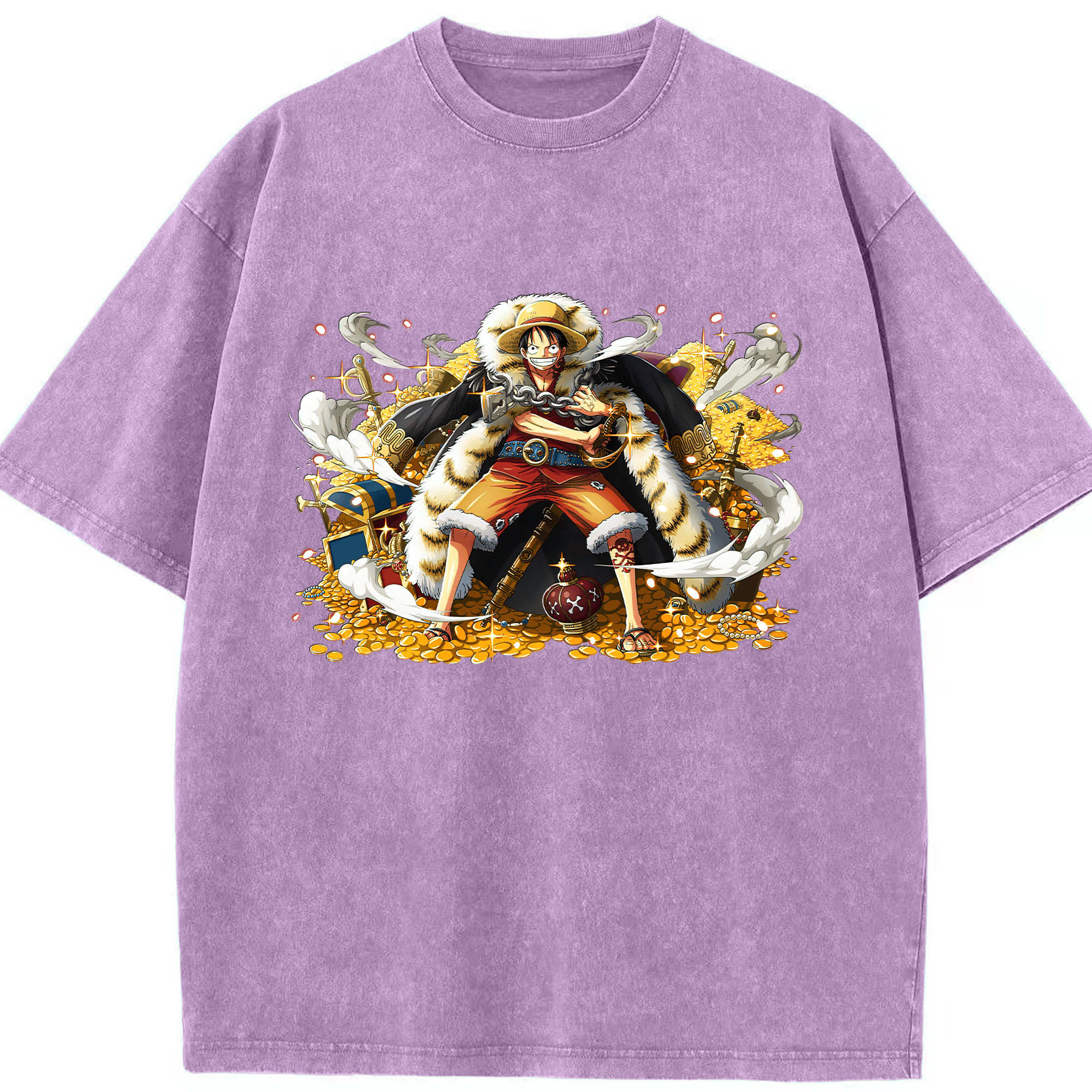 ワンピース モンキー・D・ルフィ ONE PIECE Monkey D. Luffy 綿100% ヴィンテージ風 半袖Tシャツ（フロントプリント）