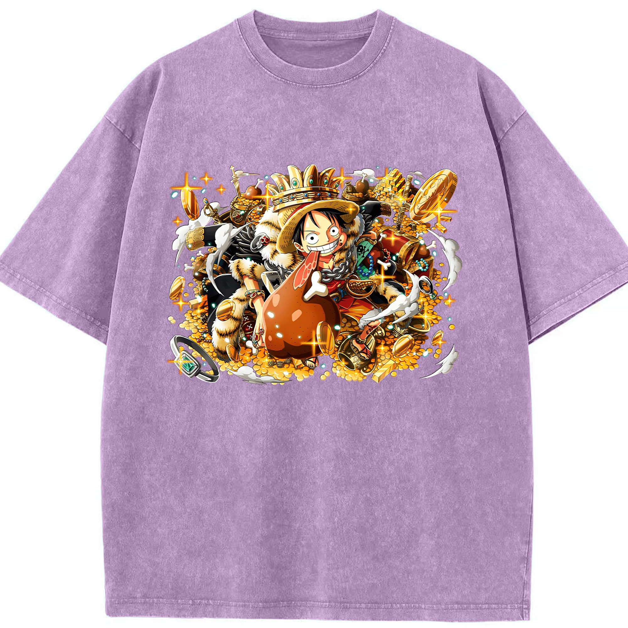 ワンピース モンキー・D・ルフィ ONE PIECE Monkey D. Luffy 綿100% ヴィンテージ風 半袖Tシャツ（フロントプリント）