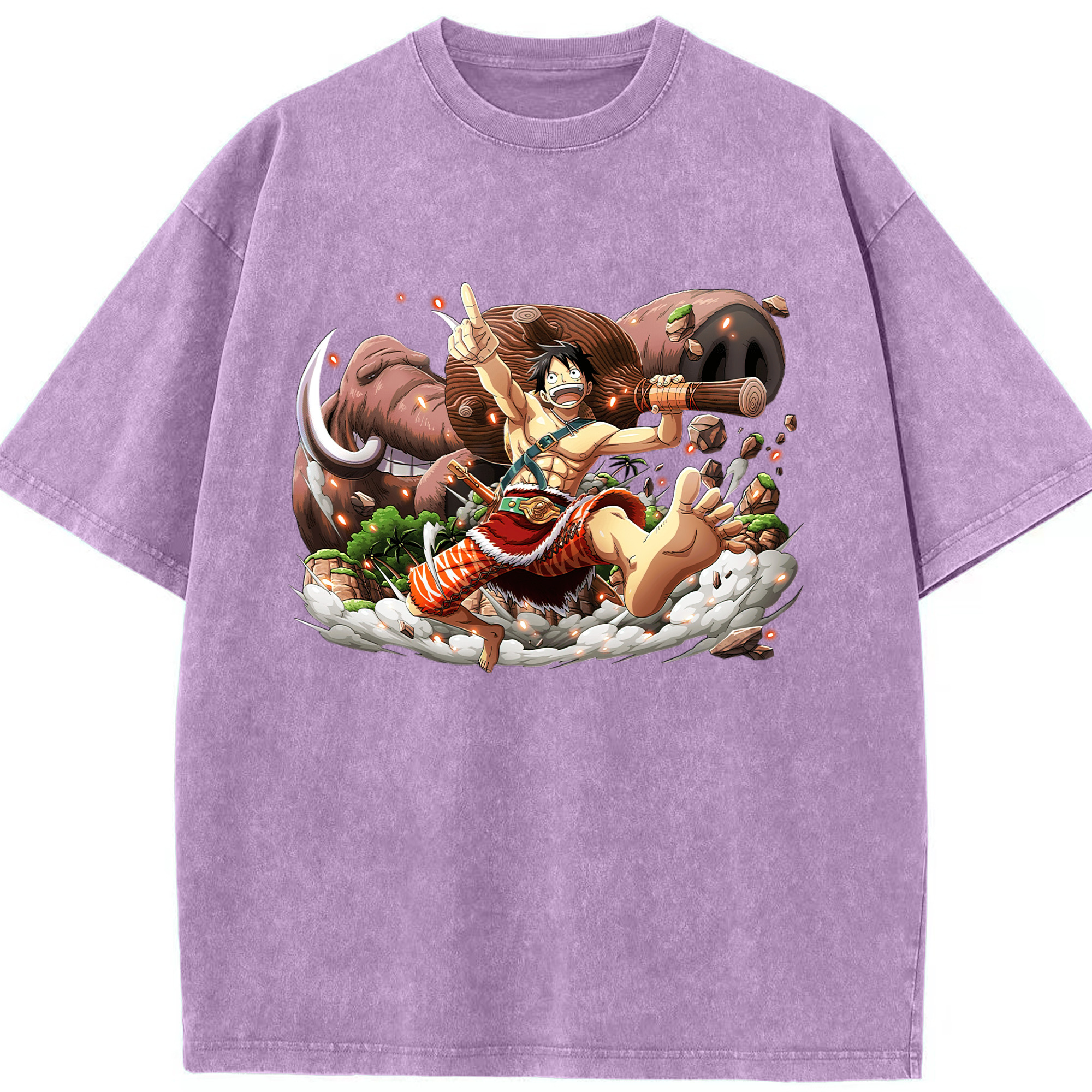 ワンピース モンキー・D・ルフィ ONE PIECE Monkey D. Luffy 綿100% ヴィンテージ風 半袖Tシャツ（フロントプリント）