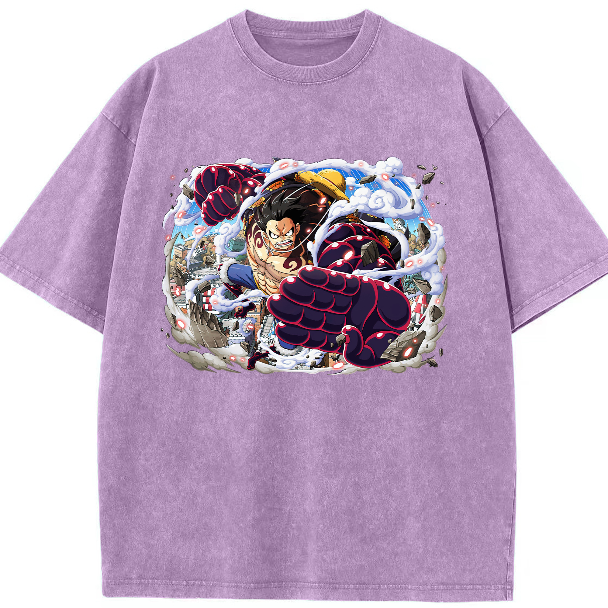 ワンピース モンキー・D・ルフィ ONE PIECE Monkey D. Luffy 綿100% ヴィンテージ風 半袖Tシャツ（フロントプリント）