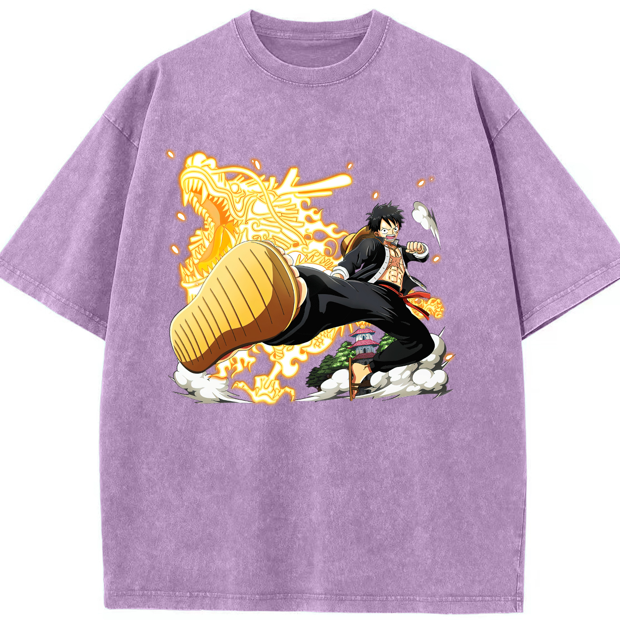 ワンピース モンキー・D・ルフィ ONE PIECE Monkey D. Luffy 綿100% ヴィンテージ風 半袖Tシャツ（フロントプリント）