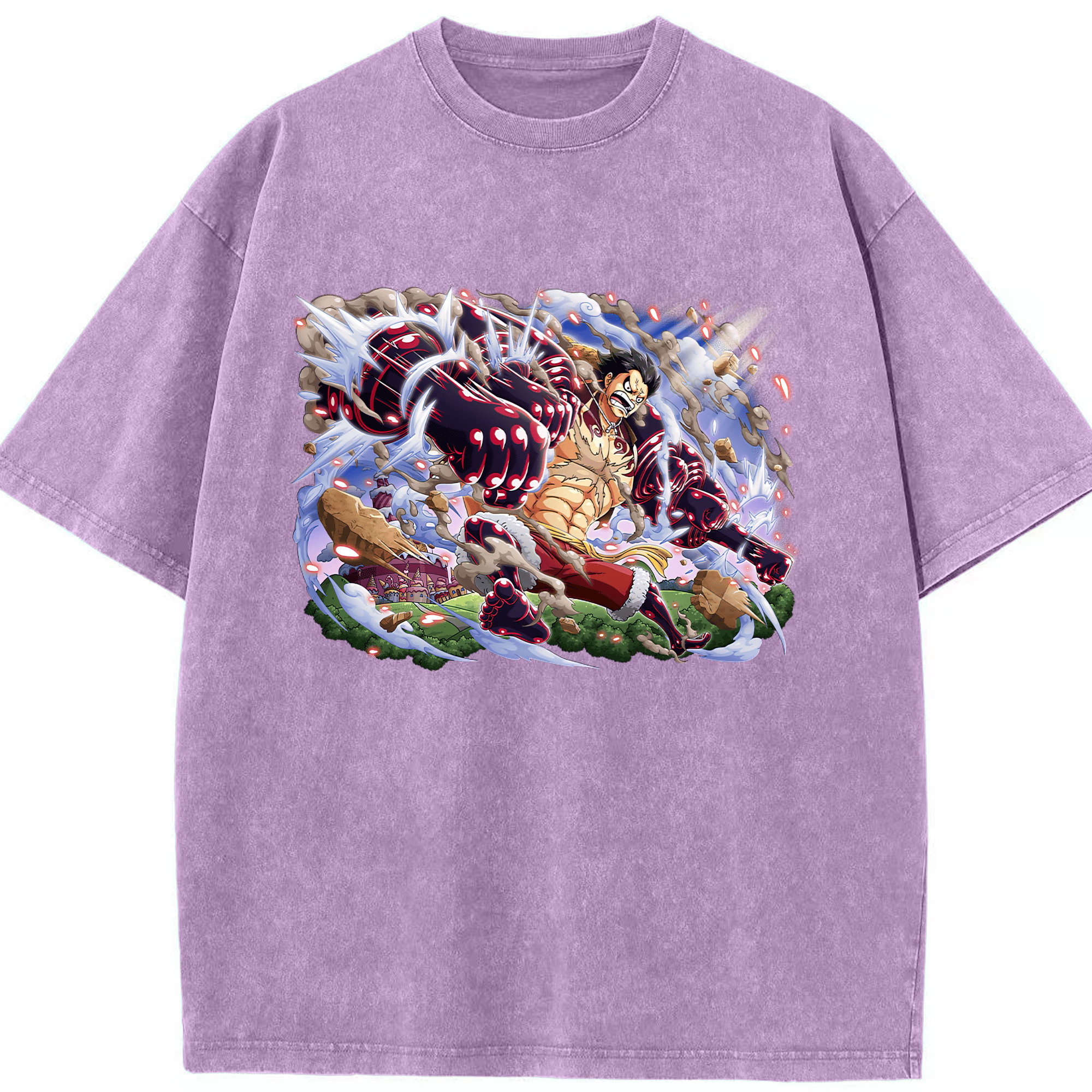 ワンピース モンキー・D・ルフィ ONE PIECE Monkey D. Luffy 綿100% ヴィンテージ風 半袖Tシャツ（フロントプリント）