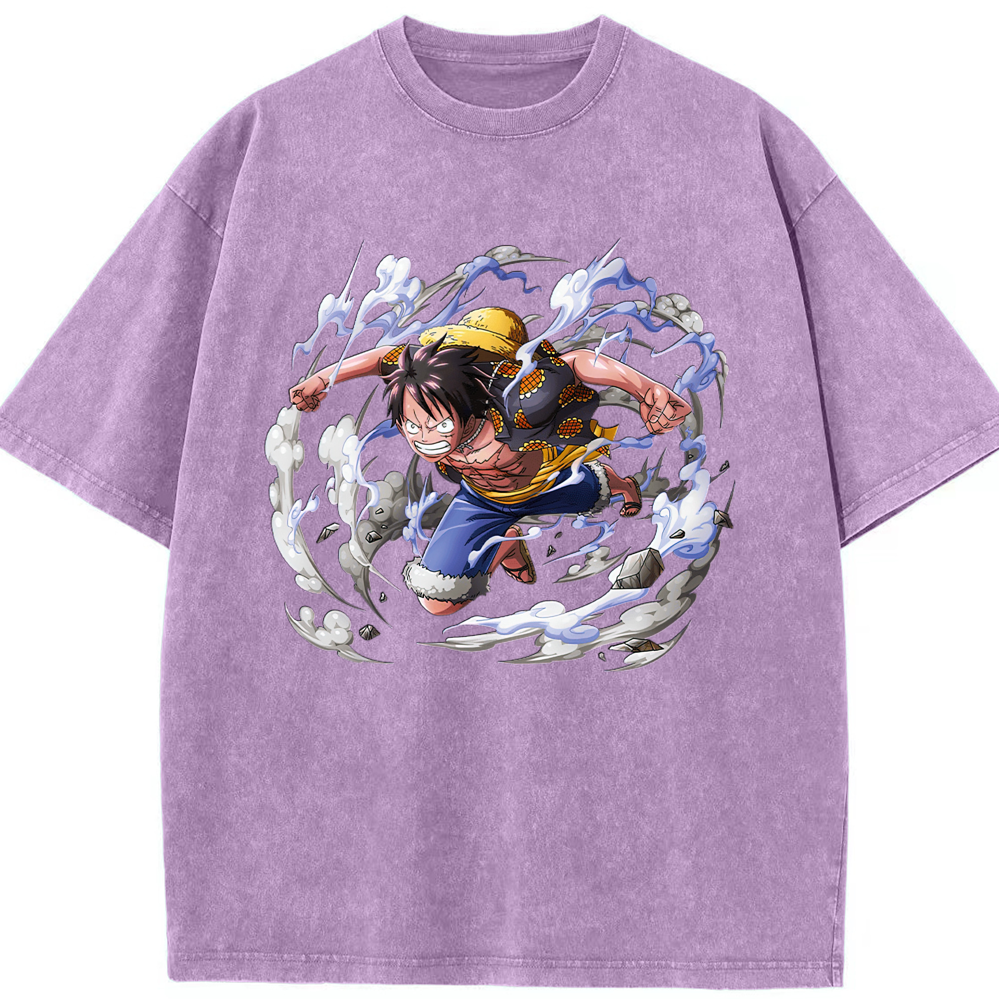 ワンピース モンキー・D・ルフィ ONE PIECE Monkey D. Luffy 綿100% ヴィンテージ風 半袖Tシャツ（フロントプリント）