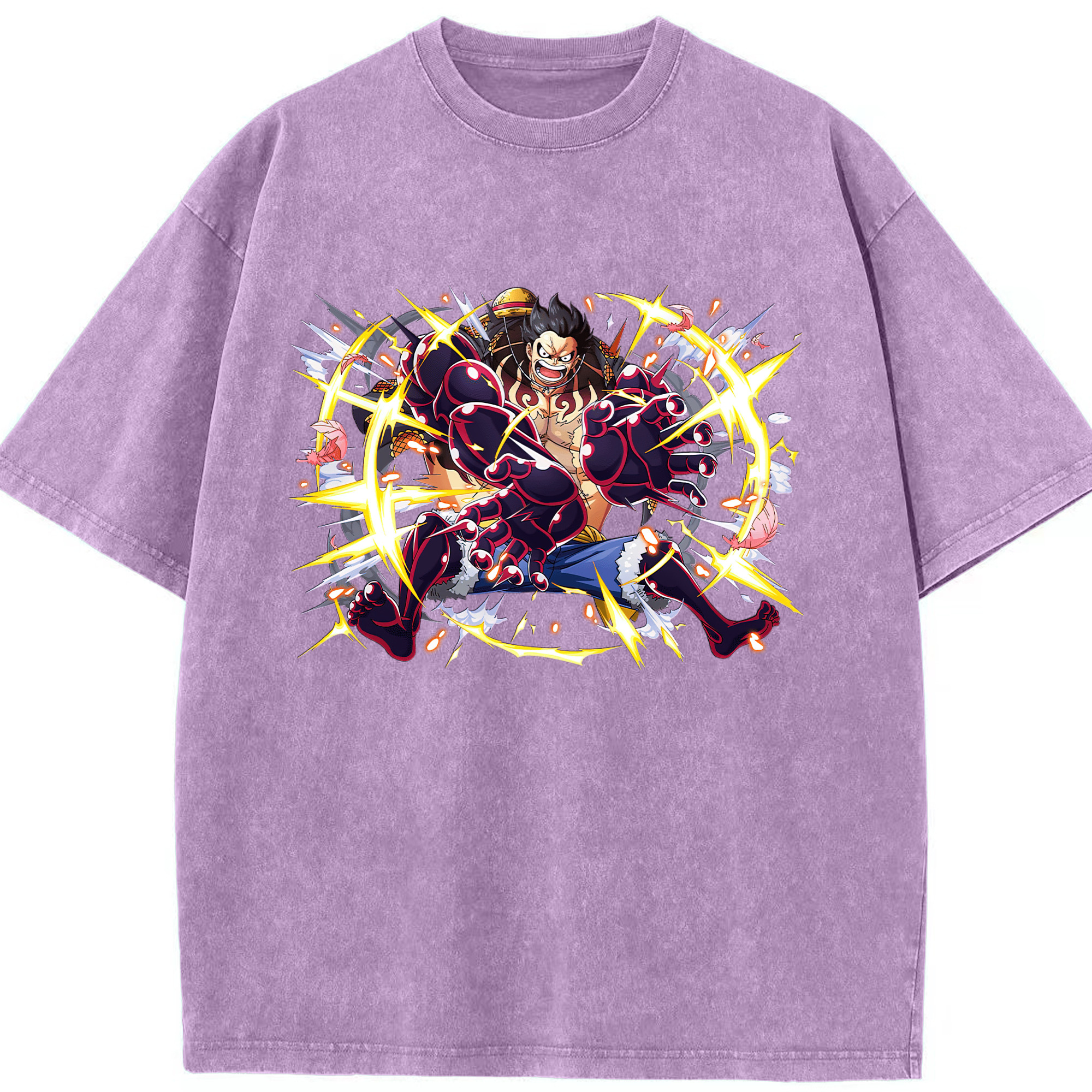 ワンピース モンキー・D・ルフィ ONE PIECE Monkey D. Luffy 綿100% ヴィンテージ風 半袖Tシャツ（フロントプリント）