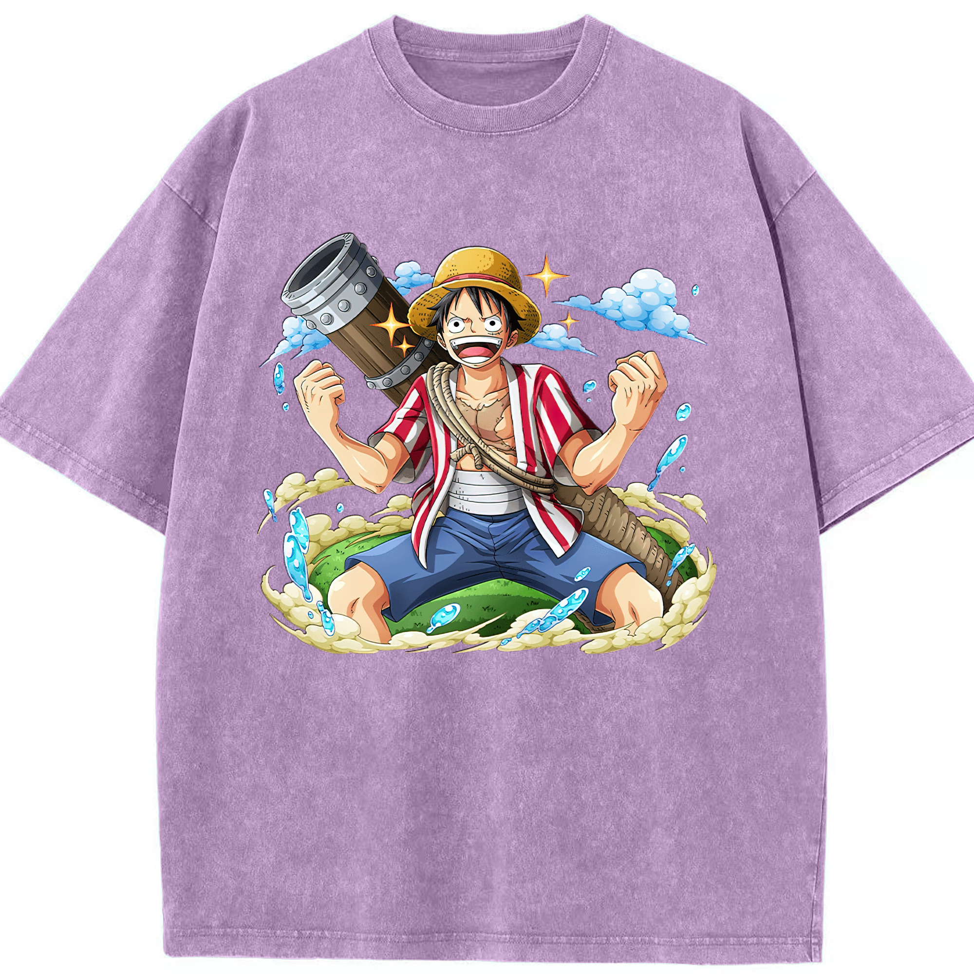 ワンピース モンキー・D・ルフィ ONE PIECE Monkey D. Luffy 綿100% ヴィンテージ風 半袖Tシャツ（フロントプリント）