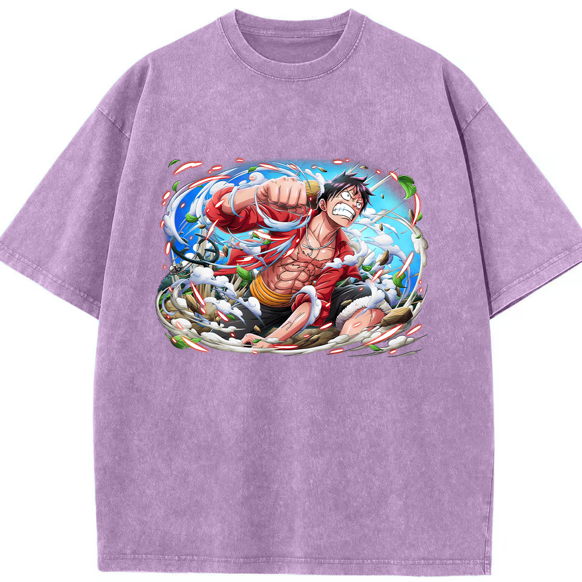 ワンピース モンキー・D・ルフィ ONE PIECE Monkey D. Luffy 綿100% ヴィンテージ風 半袖Tシャツ（フロントプリント）