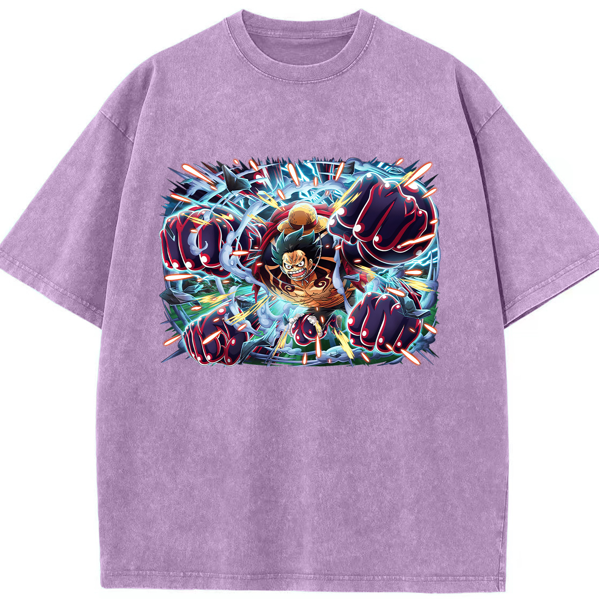 ワンピース モンキー・D・ルフィ ONE PIECE Monkey D. Luffy 綿100% ヴィンテージ風 半袖Tシャツ（フロントプリント）