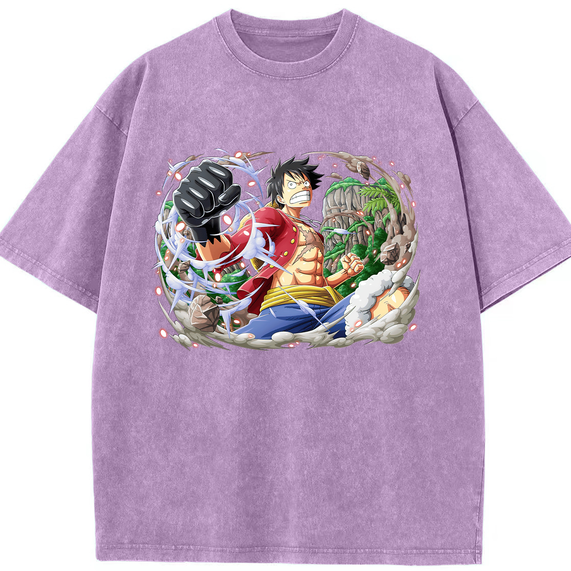 ワンピース モンキー・D・ルフィ ONE PIECE Monkey D. Luffy 綿100% ヴィンテージ風 半袖Tシャツ（フロントプリント）