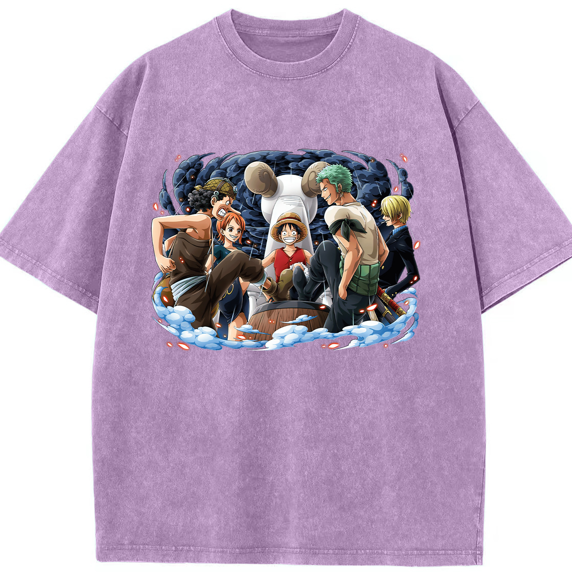 ワンピース モンキー・D・ルフィ ONE PIECE Monkey D. Luffy 綿100% ヴィンテージ風 半袖Tシャツ（フロントプリント）