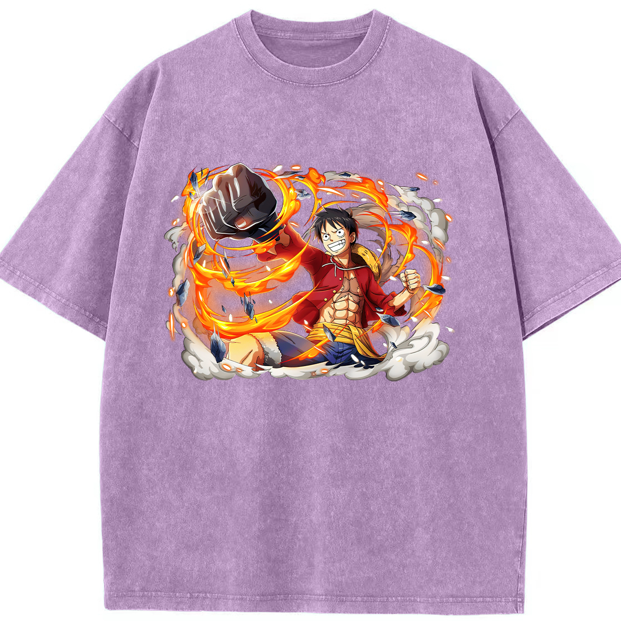 ワンピース モンキー・D・ルフィ ONE PIECE Monkey D. Luffy 綿100% ヴィンテージ風 半袖Tシャツ（フロントプリント）