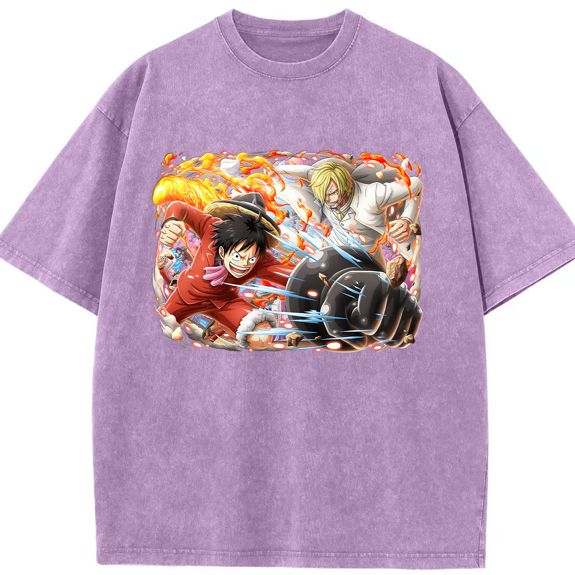 ワンピース モンキー・D・ルフィ ONE PIECE Monkey D. Luffy 綿100% ヴィンテージ風 半袖Tシャツ（フロントプリント）