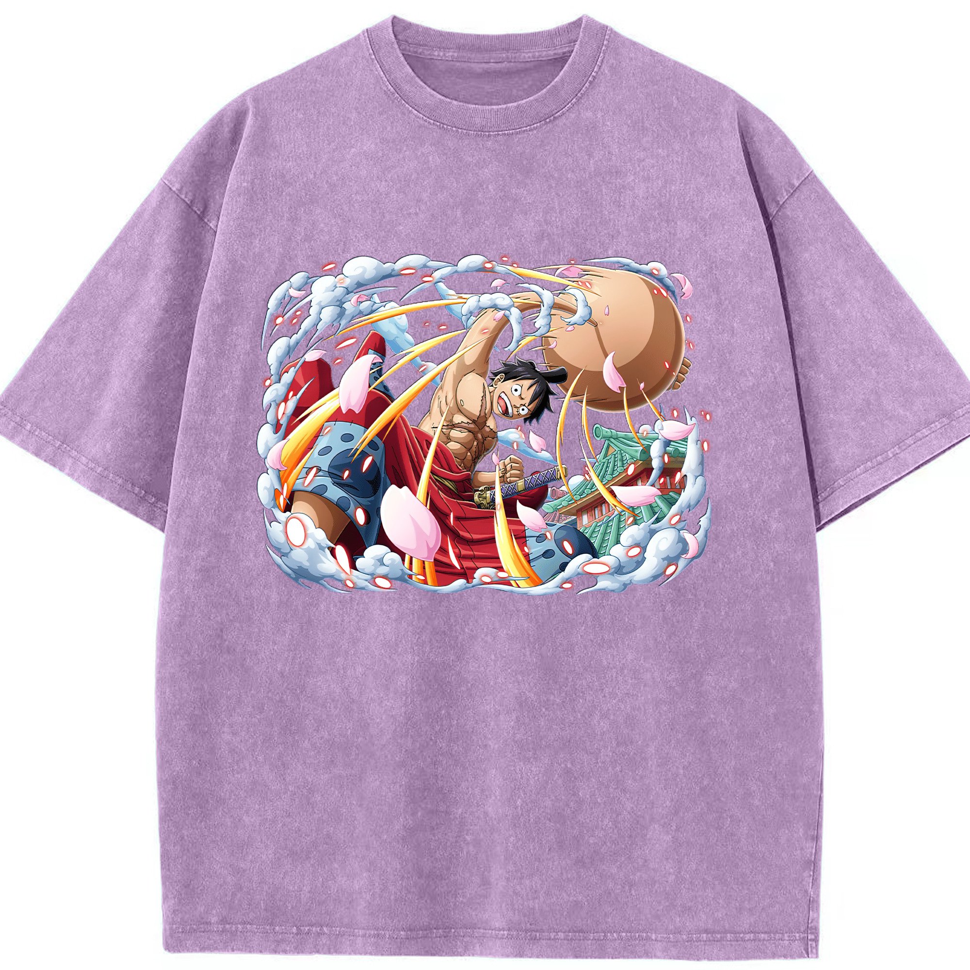 ワンピース モンキー・D・ルフィ ONE PIECE Monkey D. Luffy 綿100% ヴィンテージ風 半袖Tシャツ（フロントプリント）