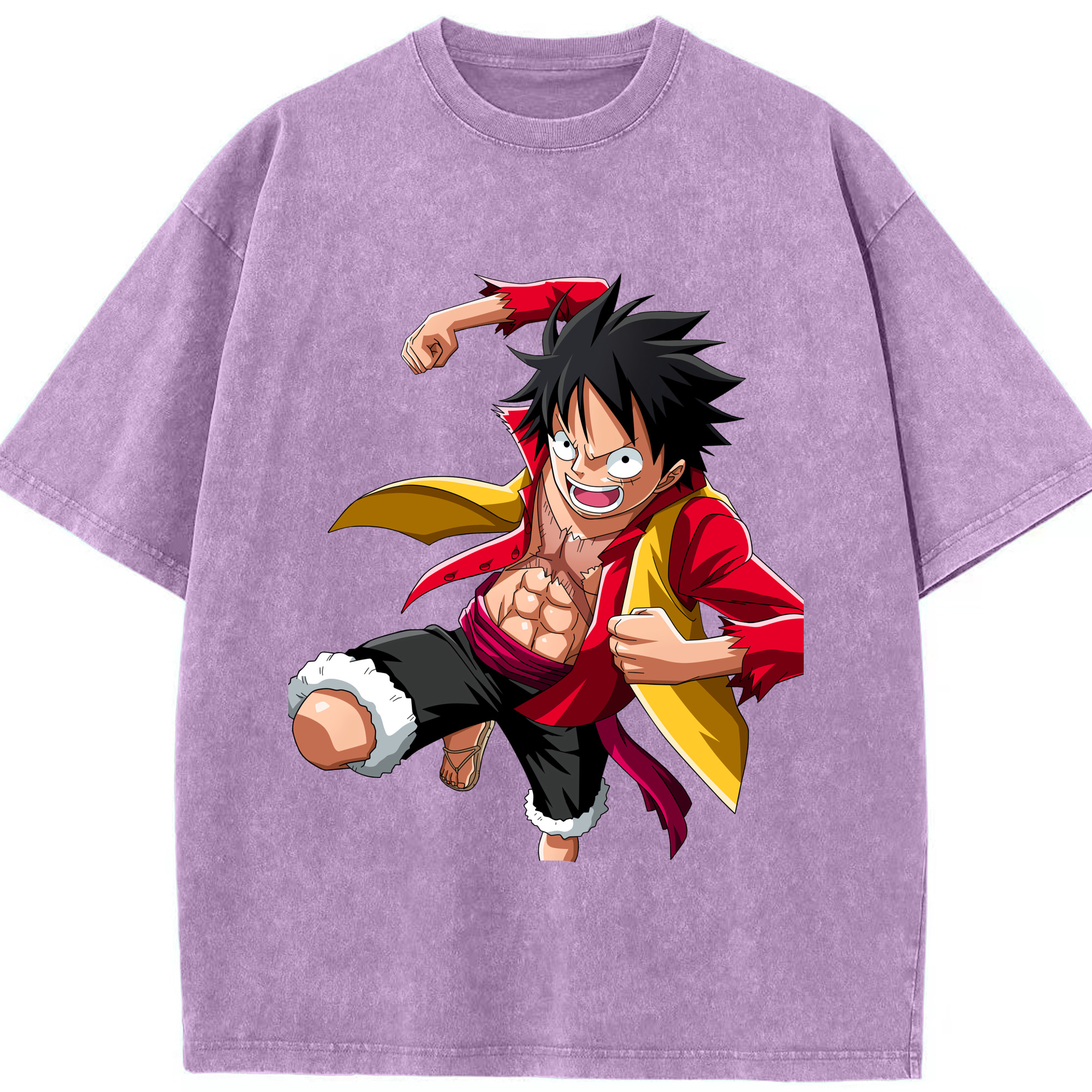 ワンピース モンキー・D・ルフィ ONE PIECE Monkey D. Luffy 綿100% ヴィンテージ風 半袖Tシャツ（フロントプリント）
