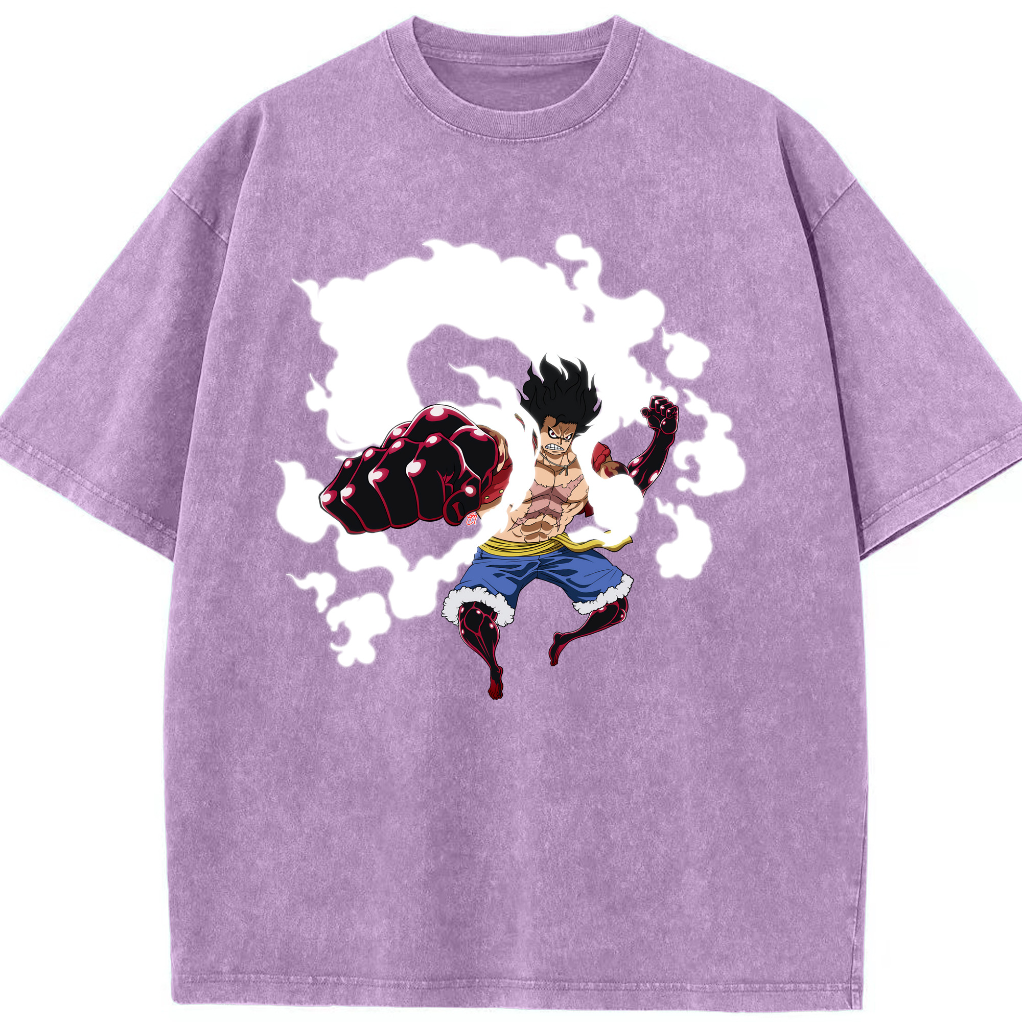 ワンピース モンキー・D・ルフィ ONE PIECE Monkey D. Luffy 綿100% ヴィンテージ風 半袖Tシャツ（フロントプリント）