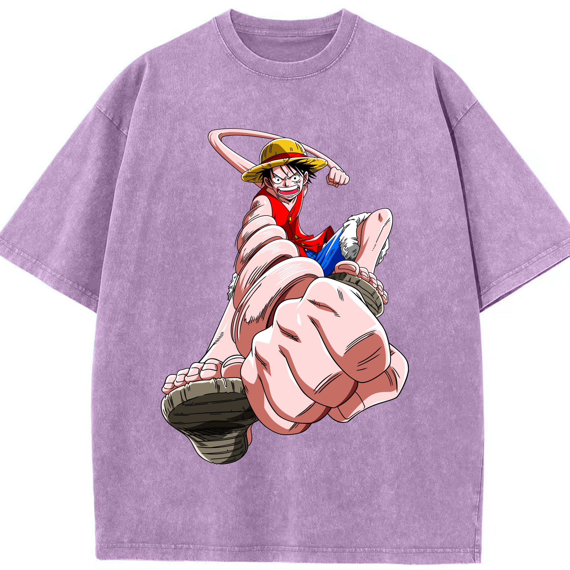 ワンピース モンキー・D・ルフィ ONE PIECE Monkey D. Luffy 綿100% ヴィンテージ風 半袖Tシャツ（フロントプリント）