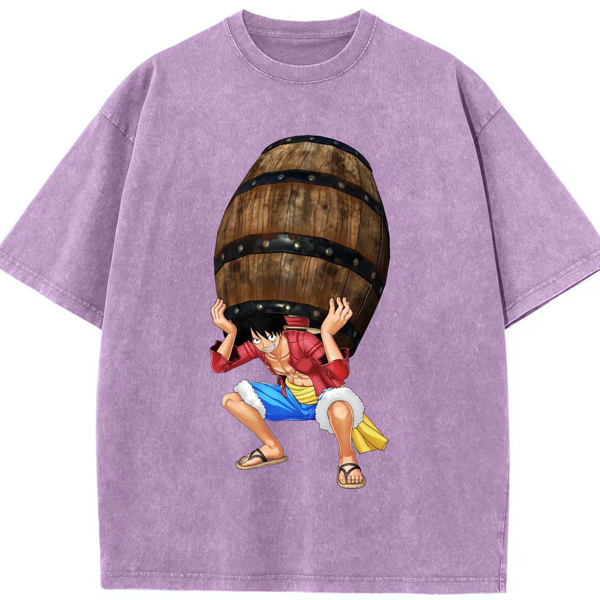ワンピース モンキー・D・ルフィ ONE PIECE Monkey D. Luffy 綿100% ヴィンテージ風 半袖Tシャツ（フロントプリント）