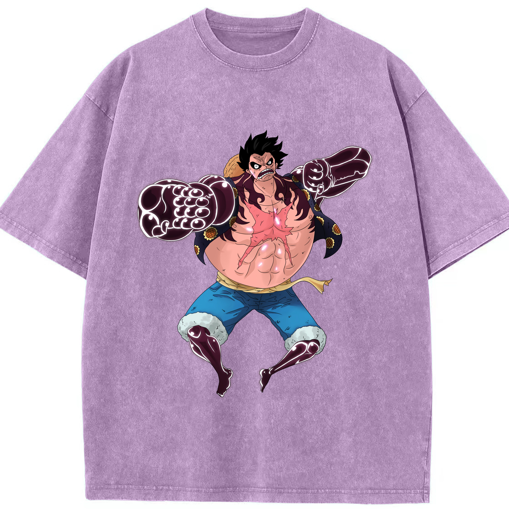 ワンピース モンキー・D・ルフィ ONE PIECE Monkey D. Luffy 綿100% ヴィンテージ風 半袖Tシャツ（フロントプリント）