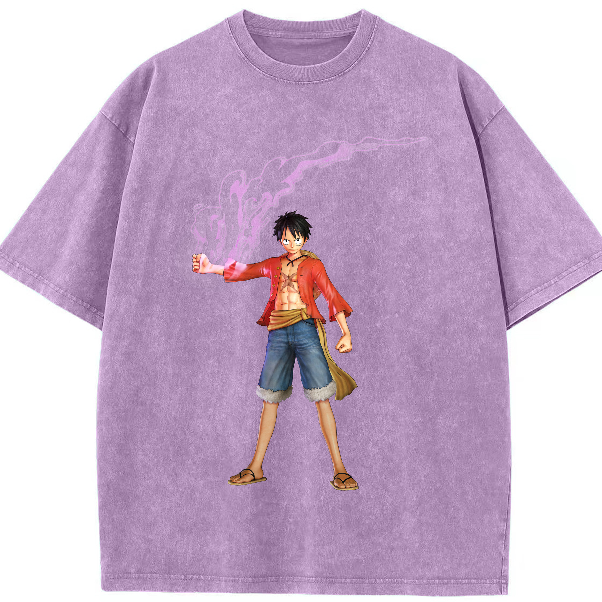 ワンピース モンキー・D・ルフィ ONE PIECE Monkey D. Luffy 綿100% ヴィンテージ風 半袖Tシャツ（フロントプリント）