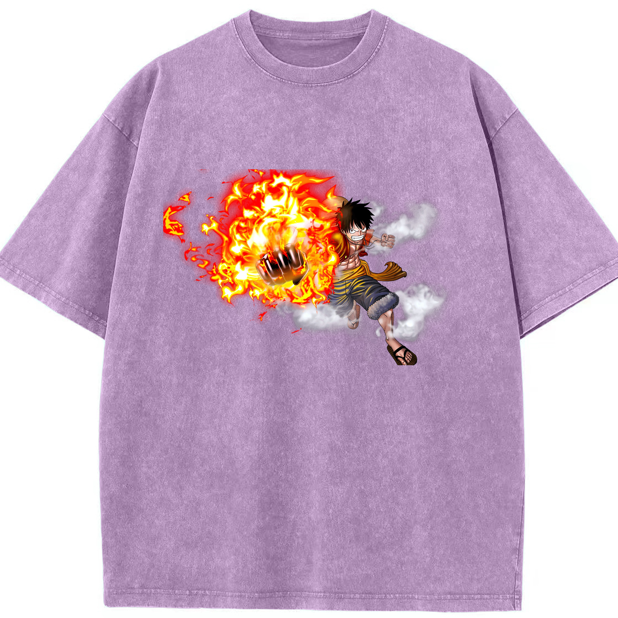 ワンピース モンキー・D・ルフィ ONE PIECE Monkey D. Luffy 綿100% ヴィンテージ風 半袖Tシャツ（フロントプリント）