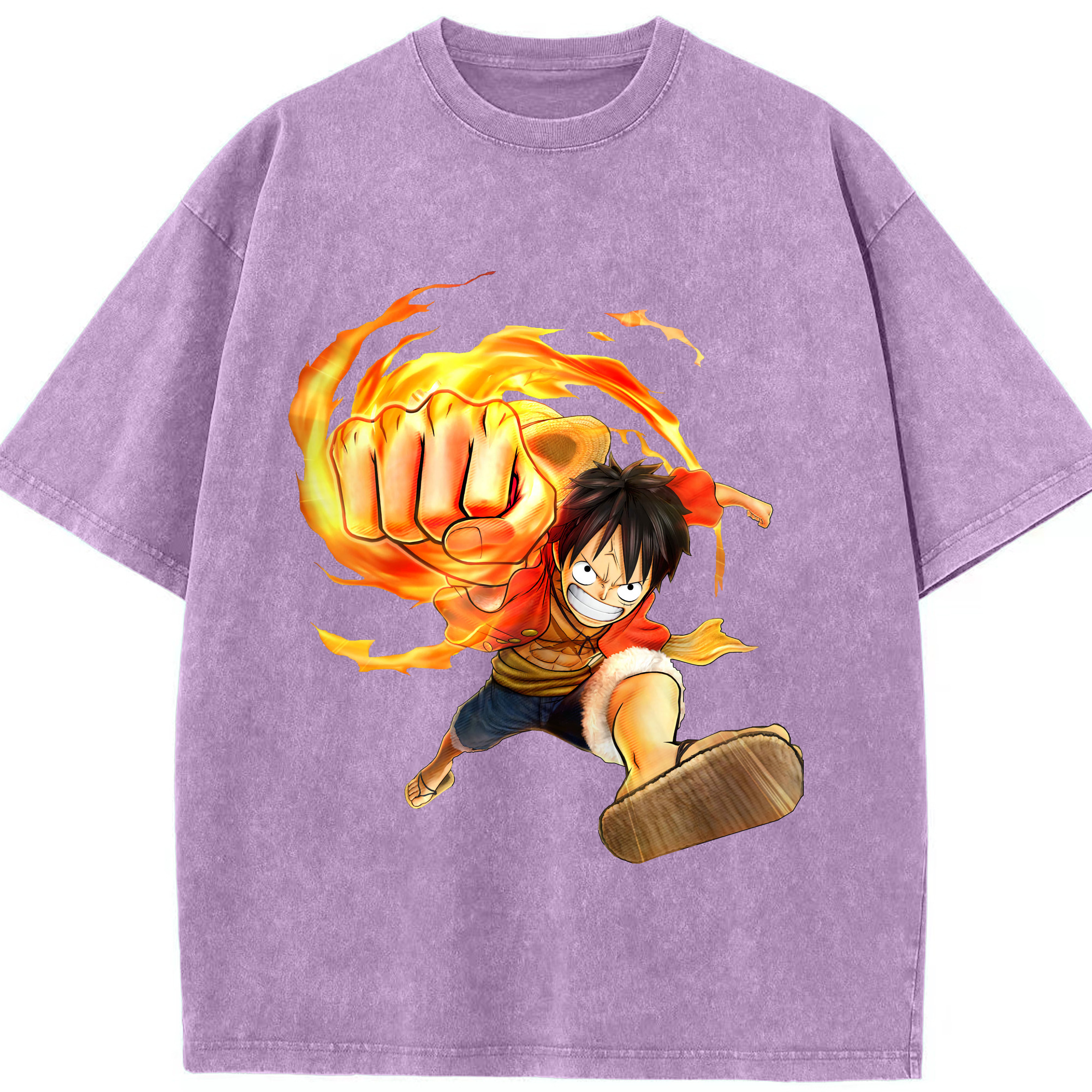 ワンピース モンキー・D・ルフィ ONE PIECE Monkey D. Luffy 綿100% ヴィンテージ風 半袖Tシャツ（フロントプリント）