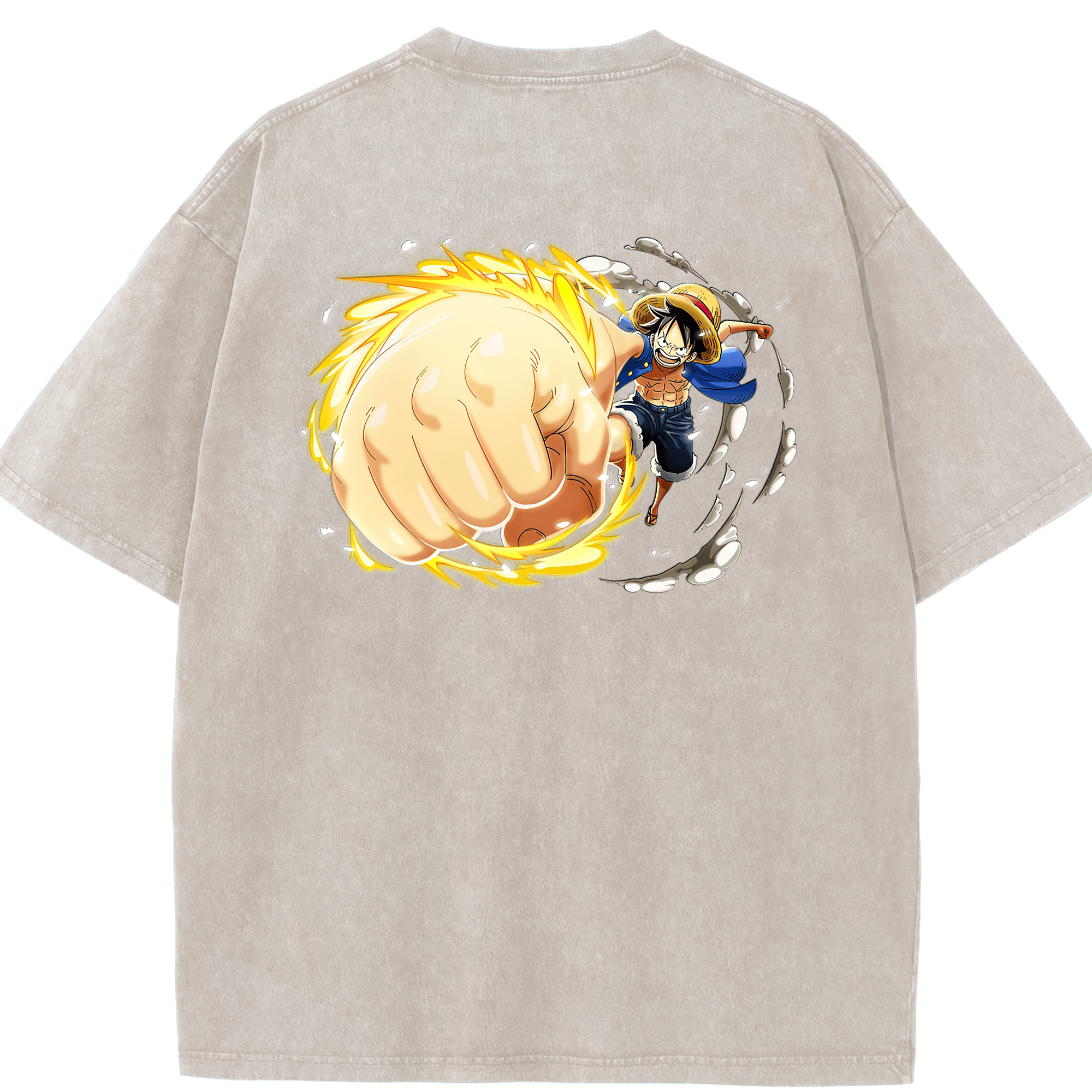 ワンピース モンキー・D・ルフィ ONE PIECE Monkey D. Luffy 綿100% ヴィンテージ風 半袖Tシャツ（背面プリント）