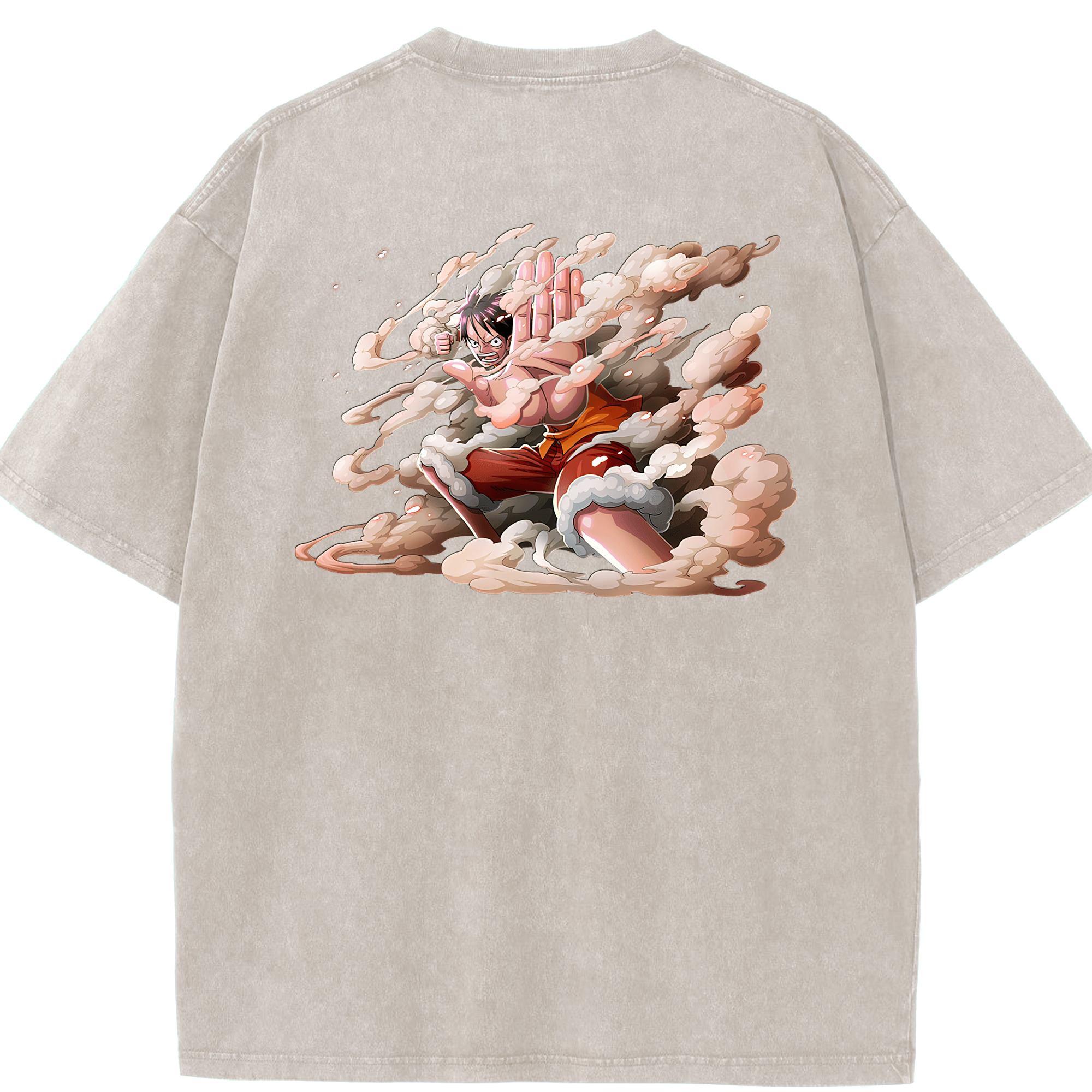 ワンピース モンキー・D・ルフィ ONE PIECE Monkey D. Luffy 綿100% ヴィンテージ風 半袖Tシャツ（背面プリント）