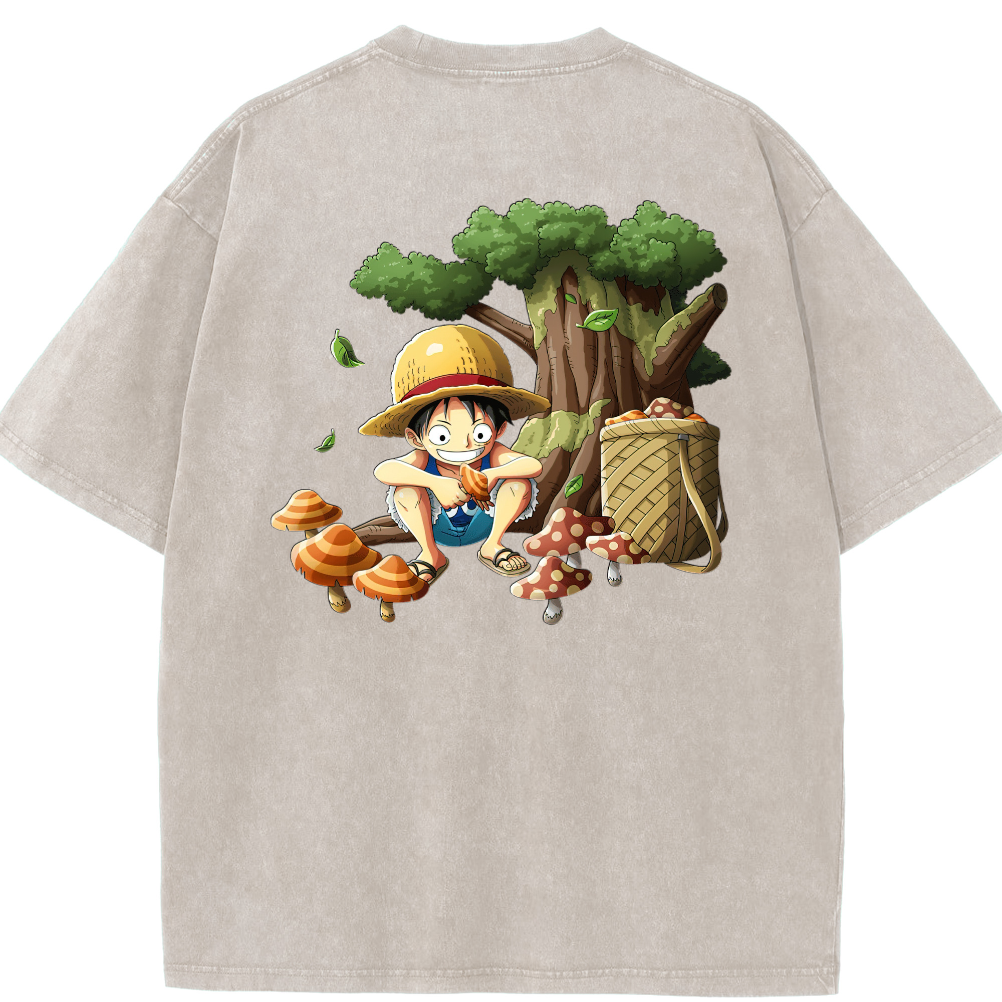 ワンピース モンキー・D・ルフィ ONE PIECE Monkey D. Luffy 綿100% ヴィンテージ風 半袖Tシャツ（背面プリント）