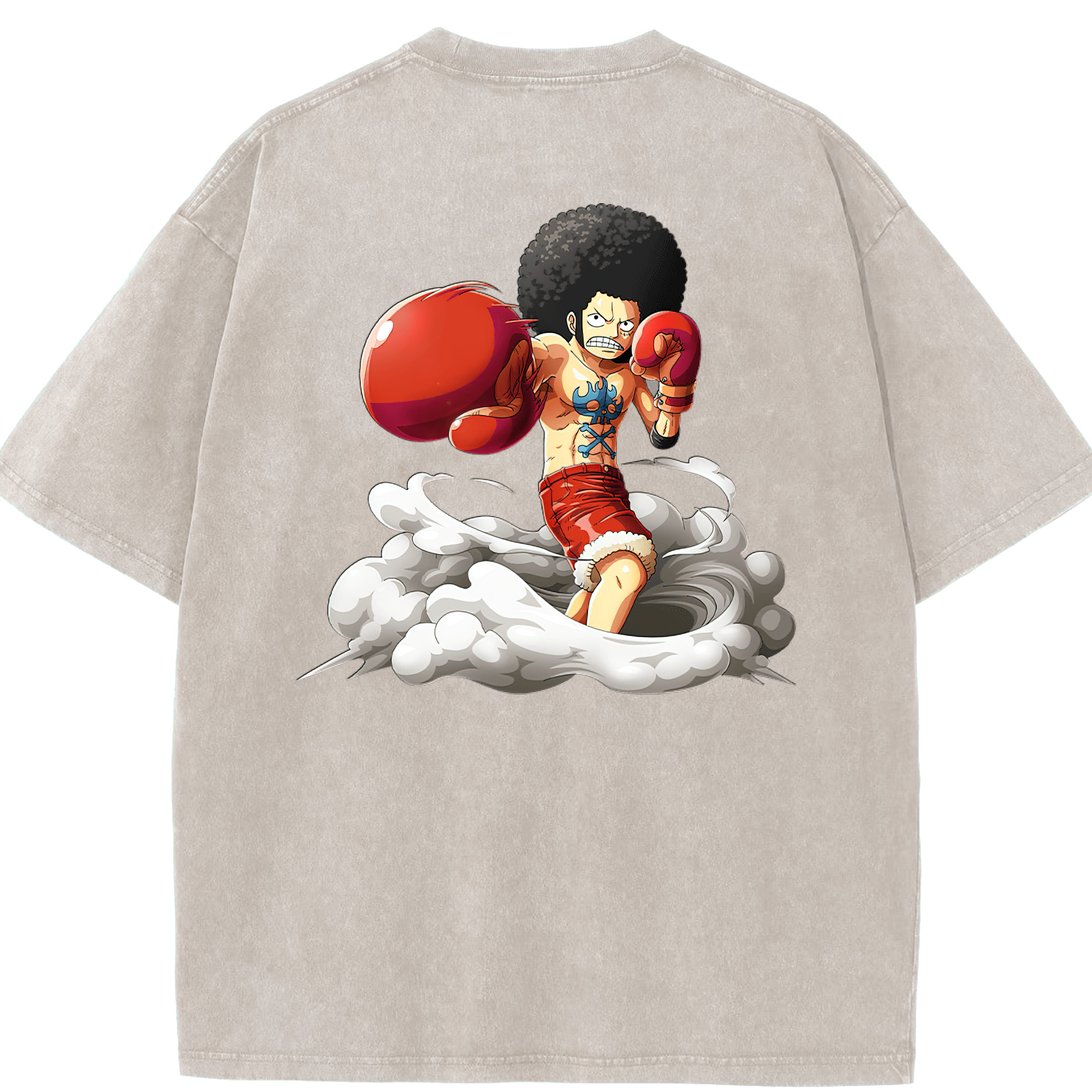 ワンピース モンキー・D・ルフィ ONE PIECE Monkey D. Luffy 綿100% ヴィンテージ風 半袖Tシャツ（背面プリント）