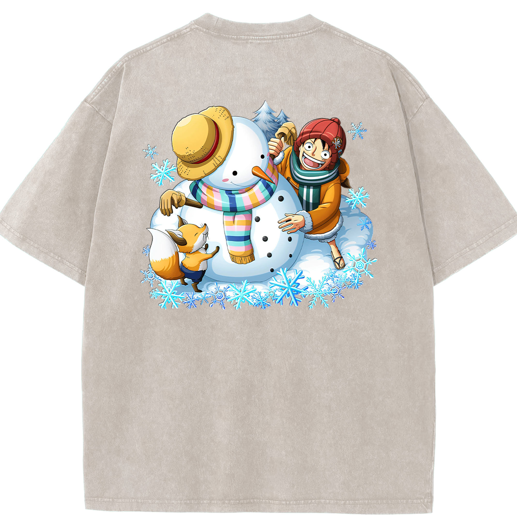 ワンピース モンキー・D・ルフィ ONE PIECE Monkey D. Luffy 綿100% ヴィンテージ風 半袖Tシャツ（背面プリント）