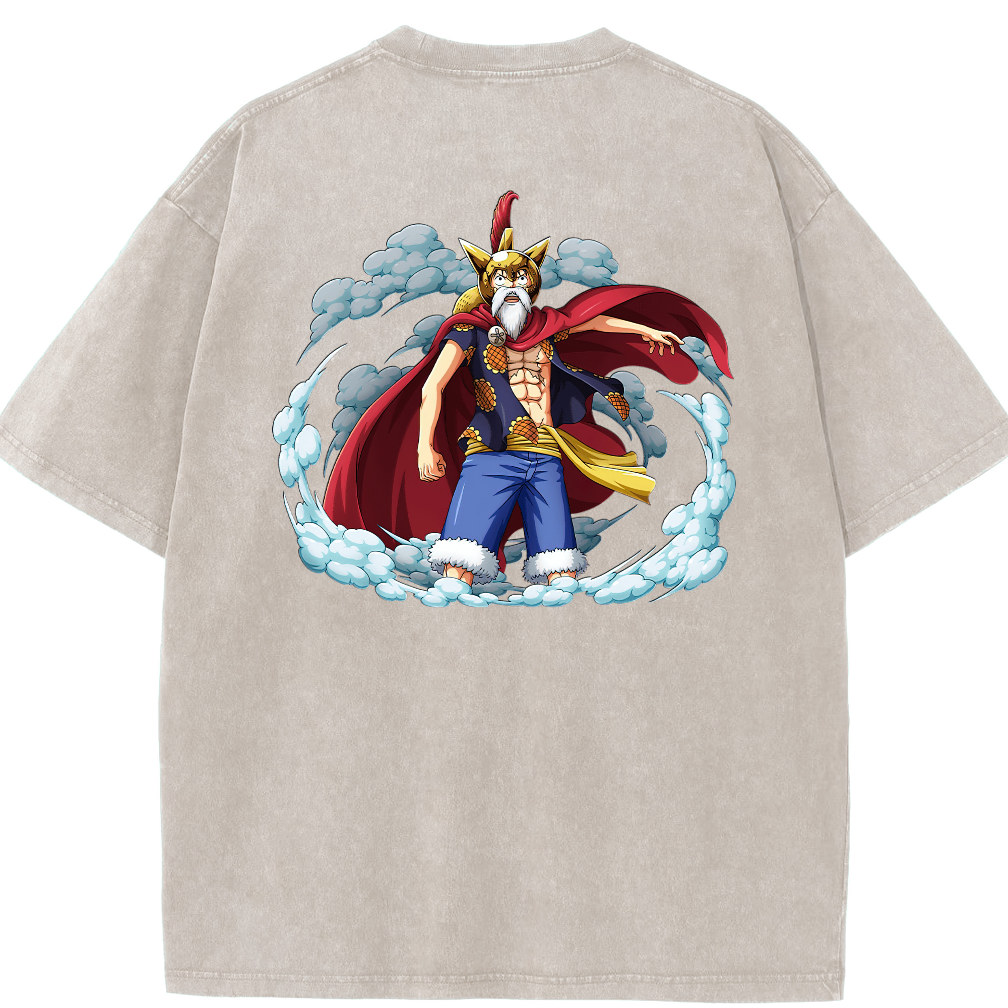 ワンピース モンキー・D・ルフィ ONE PIECE Monkey D. Luffy 綿100% ヴィンテージ風 半袖Tシャツ（背面プリント）