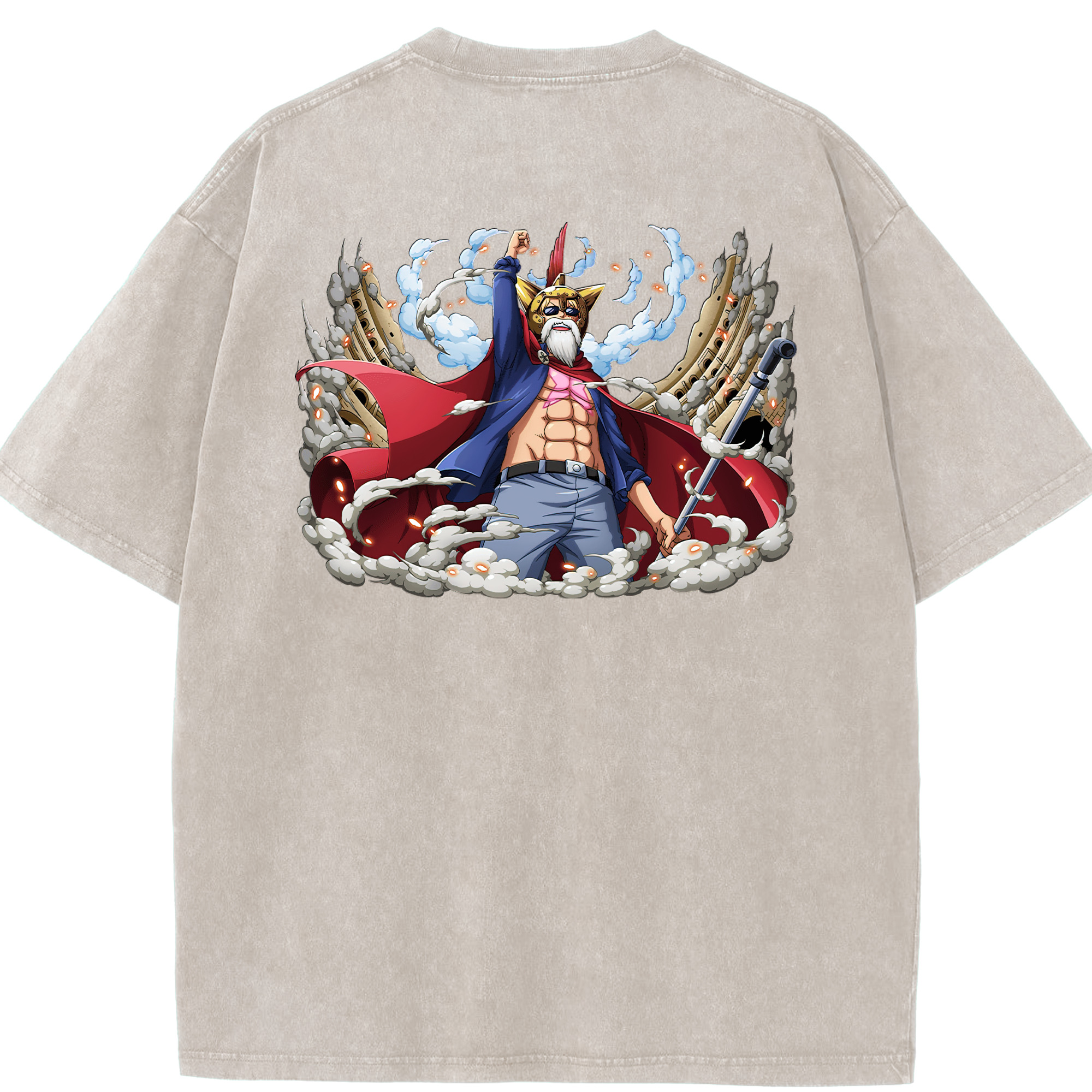 ワンピース モンキー・D・ルフィ ONE PIECE Monkey D. Luffy 綿100% ヴィンテージ風 半袖Tシャツ（背面プリント）