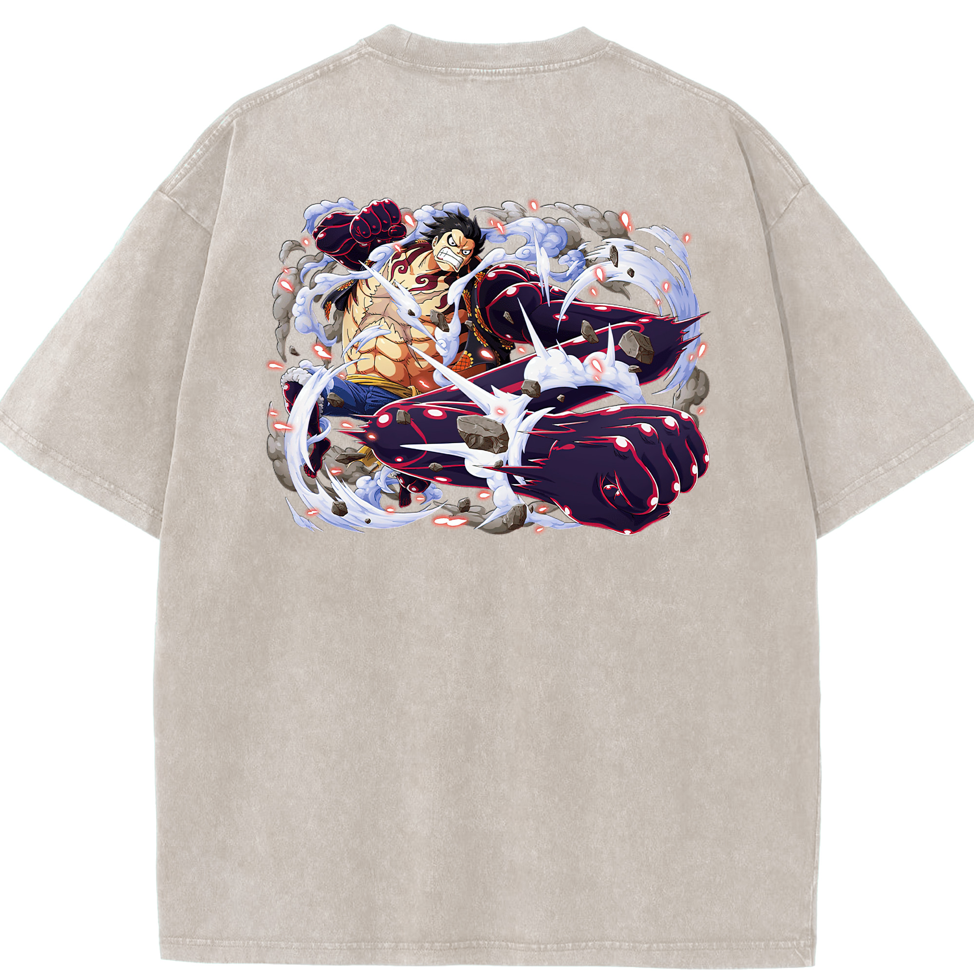 ワンピース モンキー・D・ルフィ ONE PIECE Monkey D. Luffy 綿100% ヴィンテージ風 半袖Tシャツ（背面プリント）