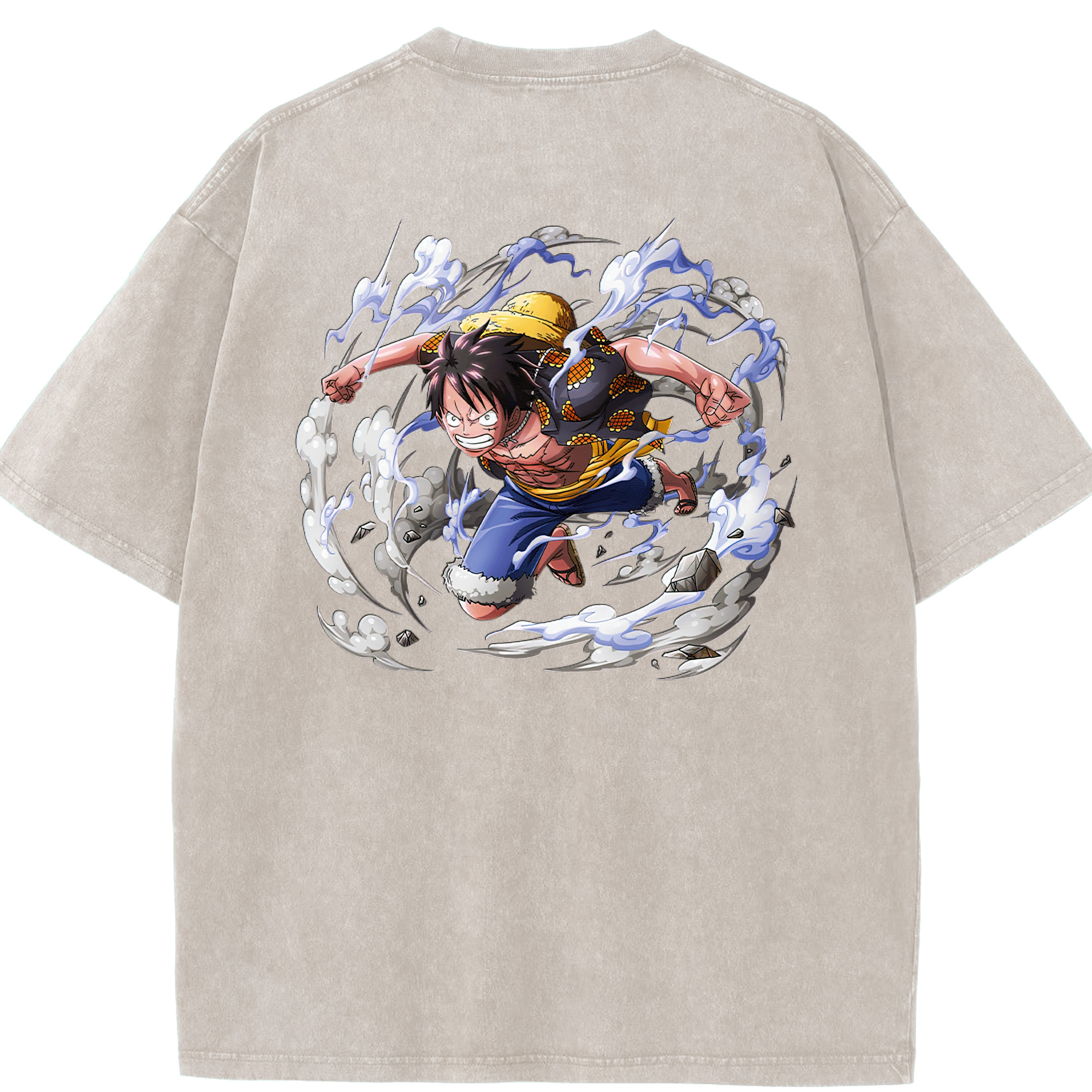 ワンピース モンキー・D・ルフィ ONE PIECE Monkey D. Luffy 綿100% ヴィンテージ風 半袖Tシャツ（背面プリント）