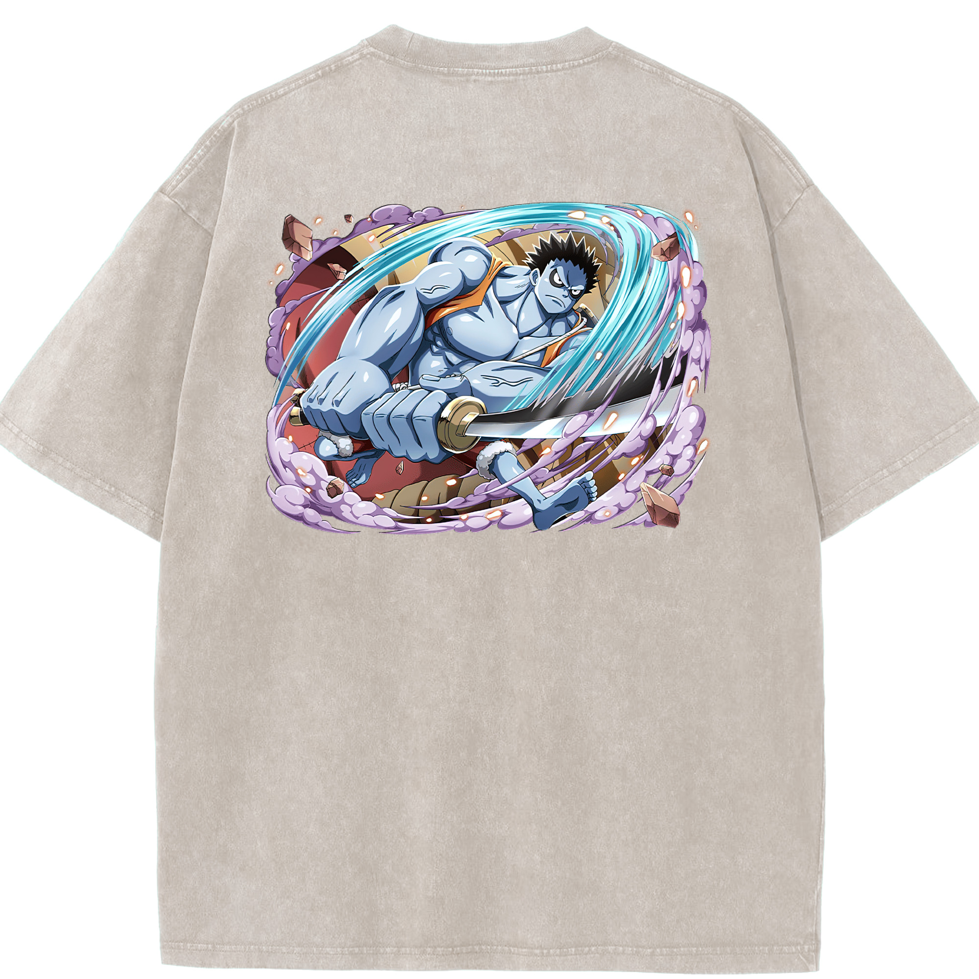 ワンピース モンキー・D・ルフィ ONE PIECE Monkey D. Luffy 綿100% ヴィンテージ風 半袖Tシャツ（背面プリント）